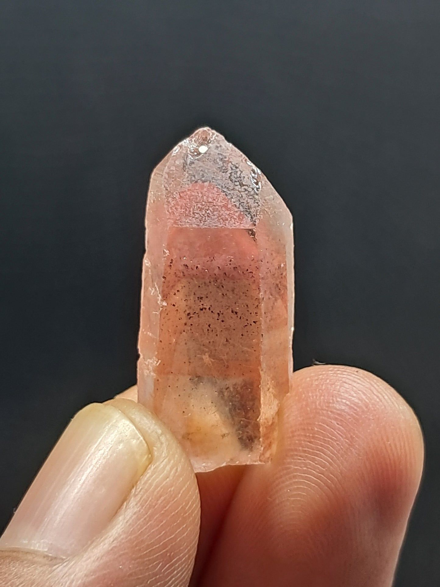 Cuarzo fantasma hematita (Telangana) | Cristal natural | Doble fantasma | Ejemplar mineral n.° HPQ43