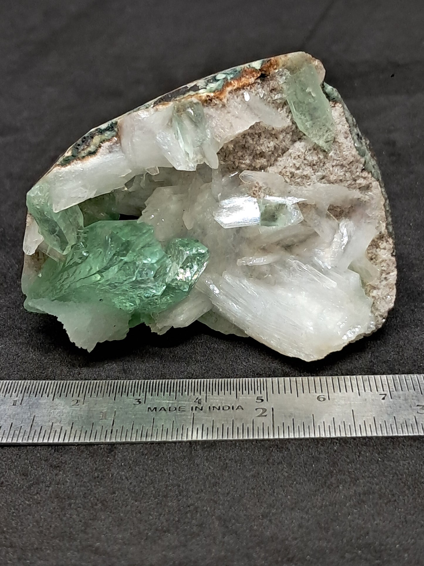 Green Apophyllite (Fluorapophyllite) and Stilbite on matrix #GA2