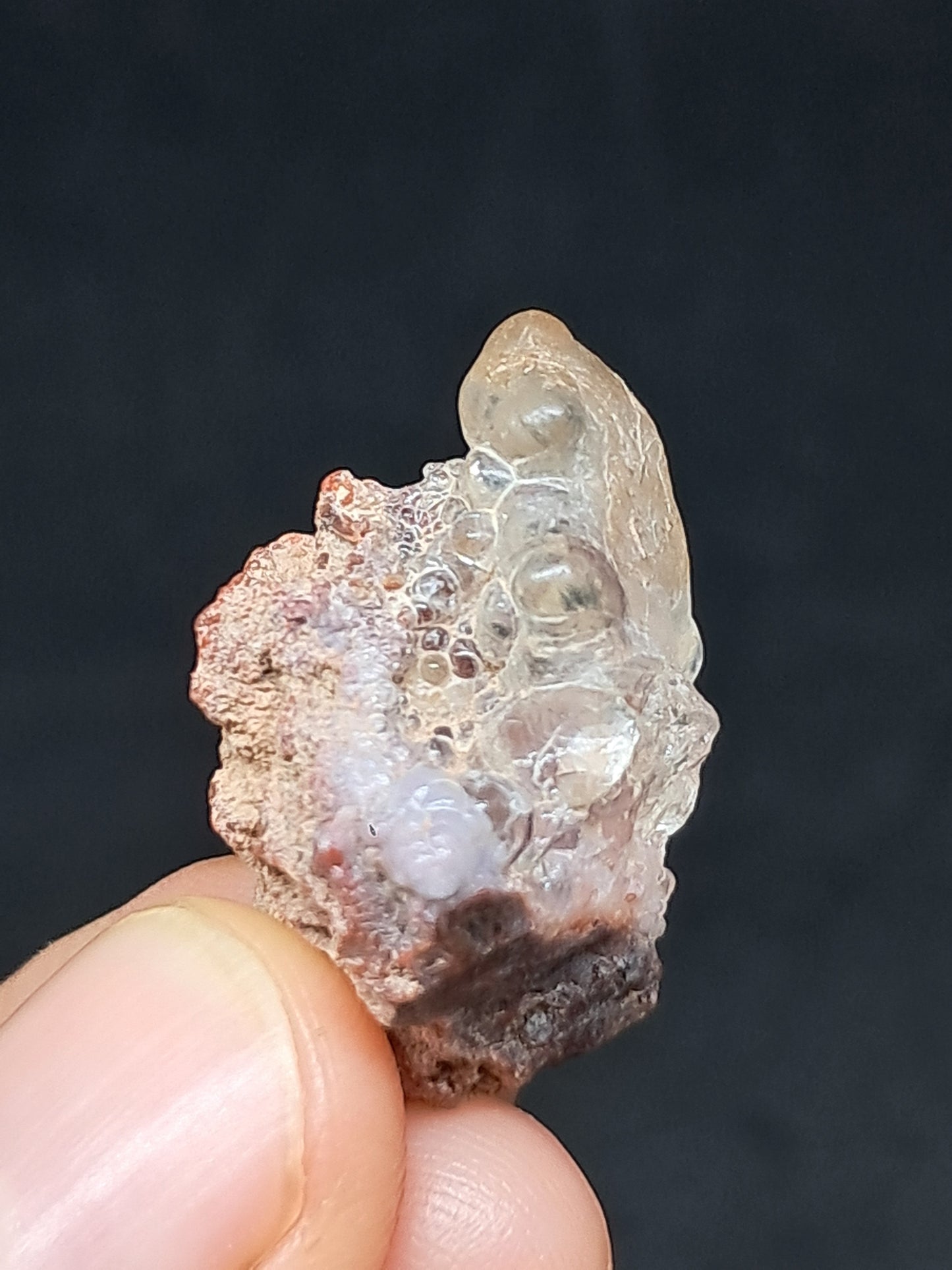 Ópalo hialita en matriz (México), piedra cristalina en bruto | Ejemplar mineral n.° OH3