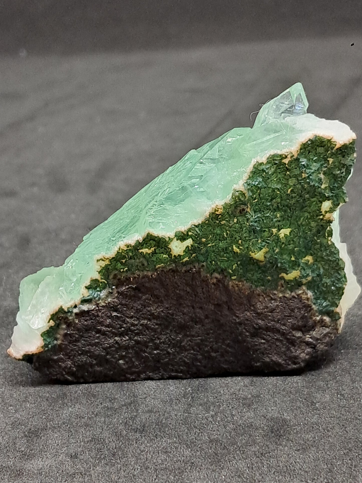 Green Apophyllite (Fluorapophyllite) and Stilbite on matrix #GA15