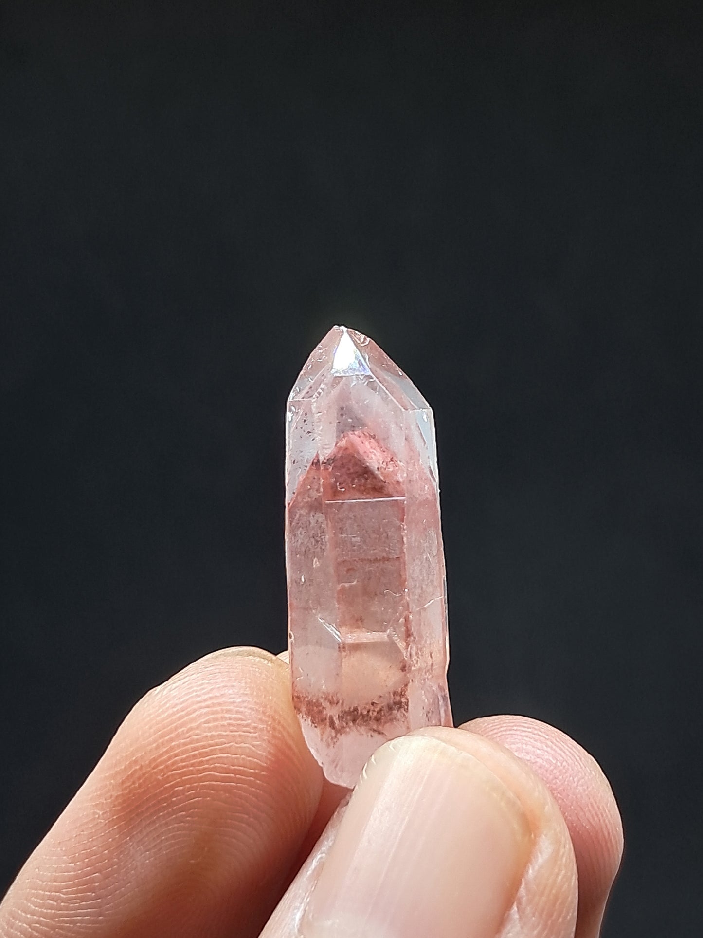 Cuarzo fantasma hematita (Telangana) | Cristal natural | Ejemplar mineral n.° HPQ50