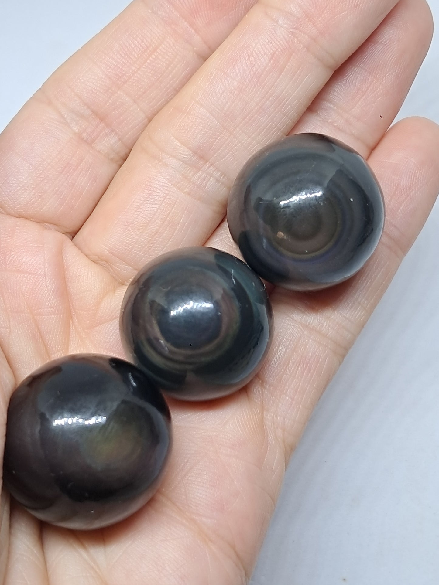 Esferas de obsidiana arcoíris (México) Colores concéntricos | Patrón de ojo | Cristales naturales pulidos #RO3