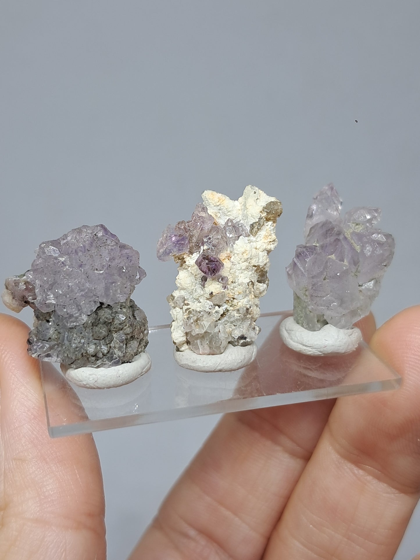 Set of 3 Amethyst from Karur | Natural Crystals | Mineral Specimen | Flower Scepter Herkimer Formation #KA166