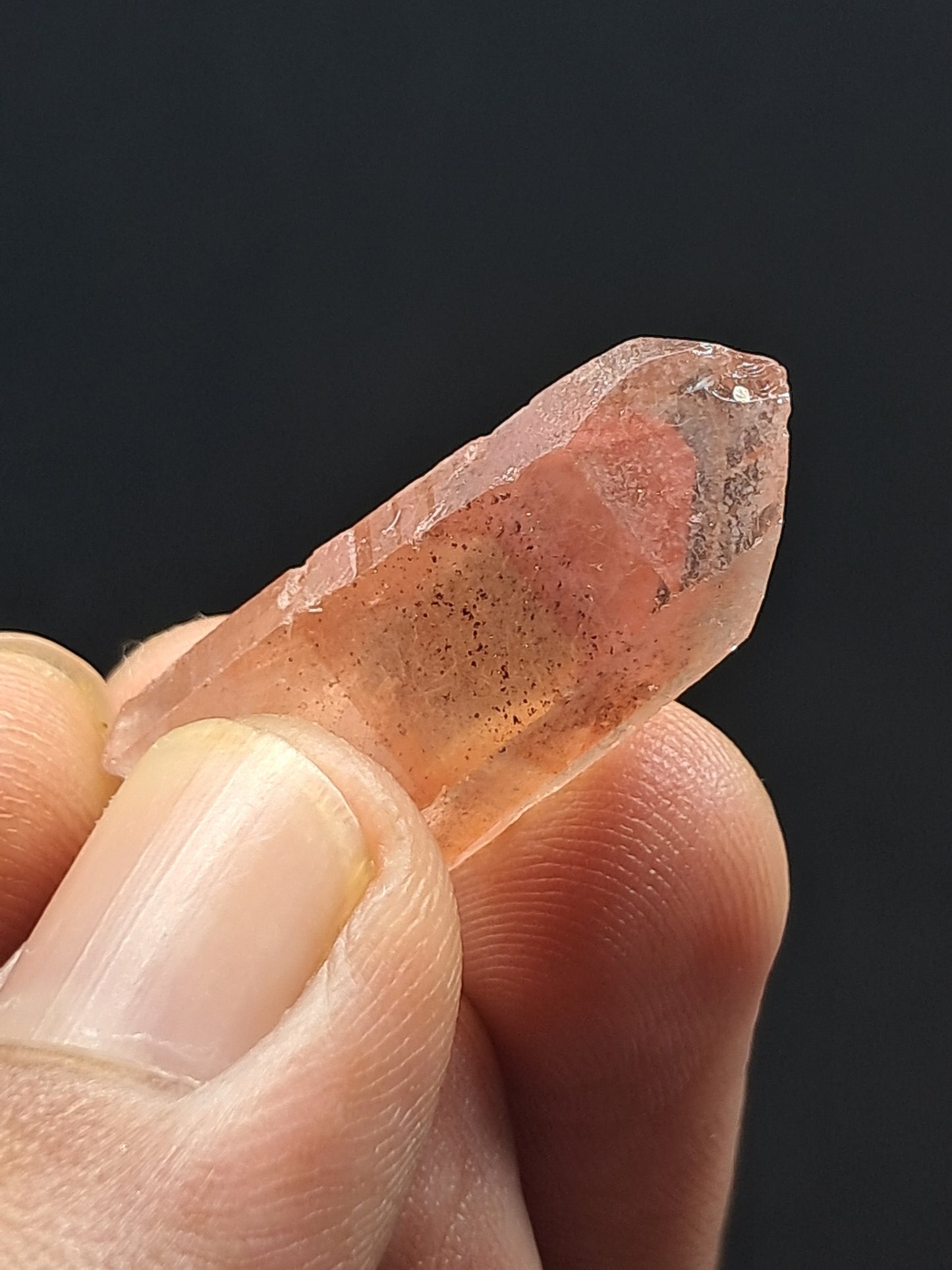 Cuarzo fantasma hematita (Telangana) | Cristal natural | Doble fantasma | Ejemplar mineral n.° HPQ43