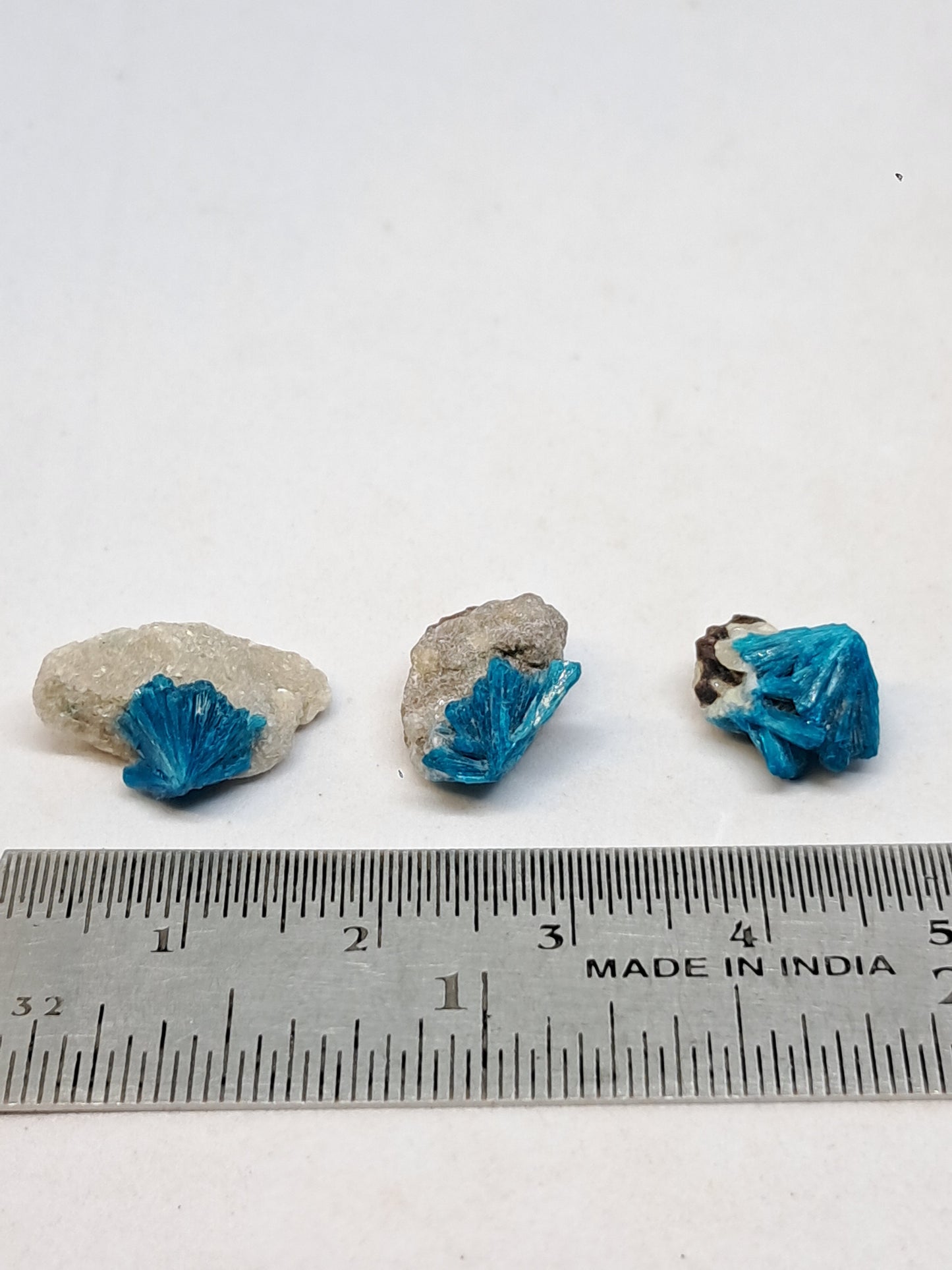 Set of 3 Small Cavansites on Heulandite Matrix (Wagholi) Rough Stone | Natural Crystal | Rare Mineral Specimen #CV37