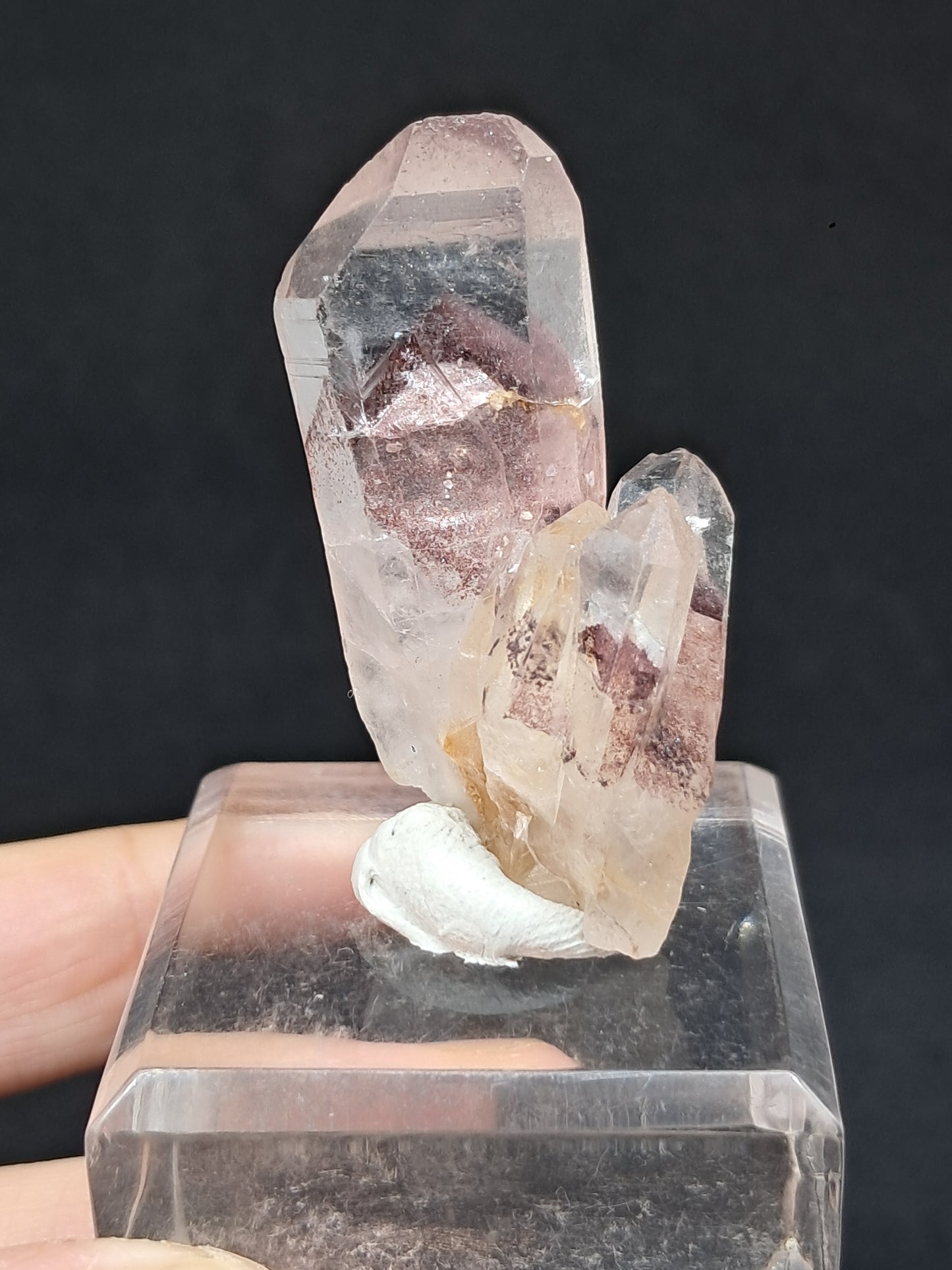 Cúmulo de Cuarzo Fantasma de Hematita (Telangana) Punta de Cristal Natural | Ejemplar Mineral n.° HPQ14