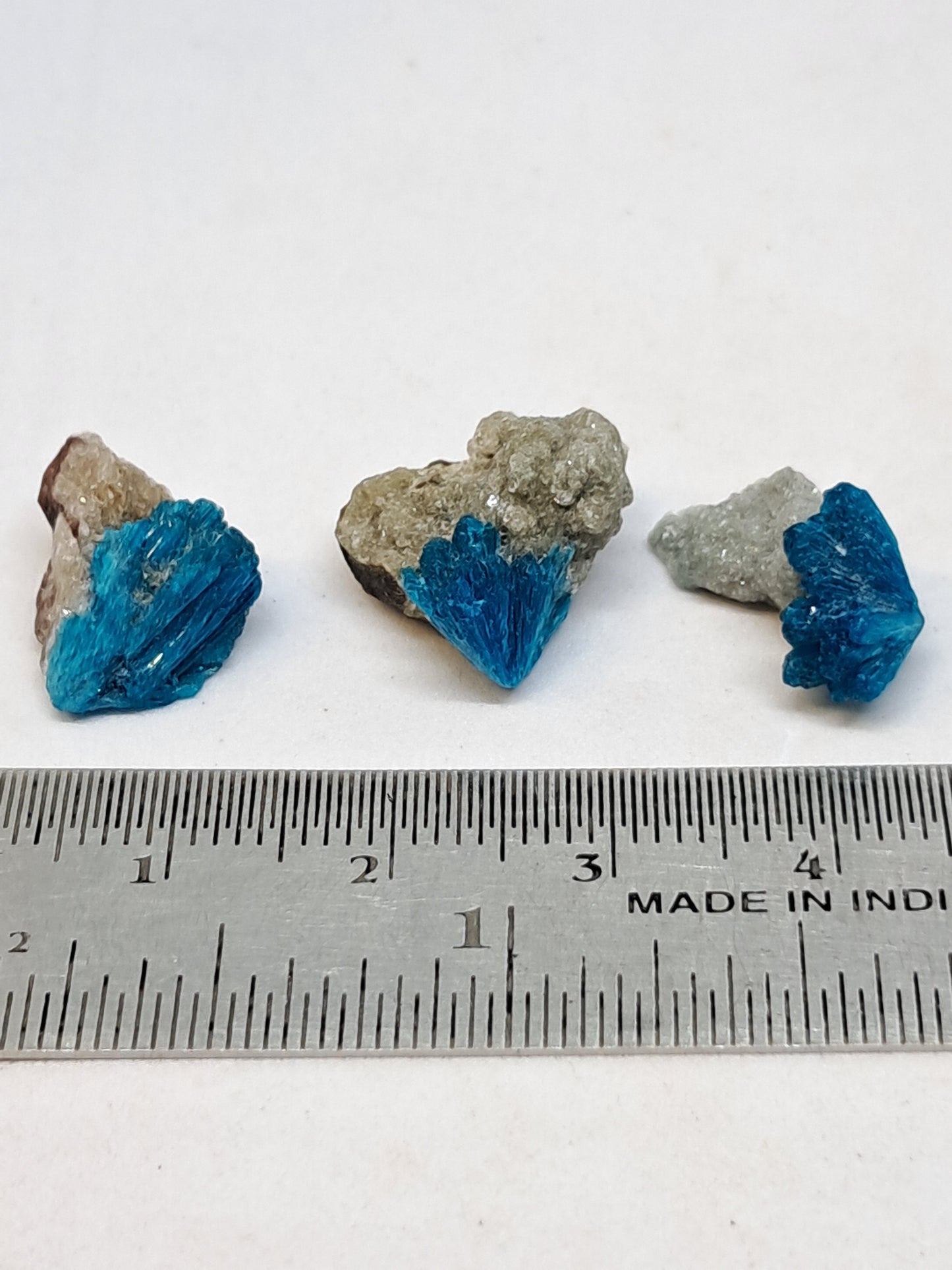 Set of 3 Small Cavansites on Heulandite Matrix (Wagholi) Rough Stone | Natural Crystal | Rare Mineral Specimen #CV38