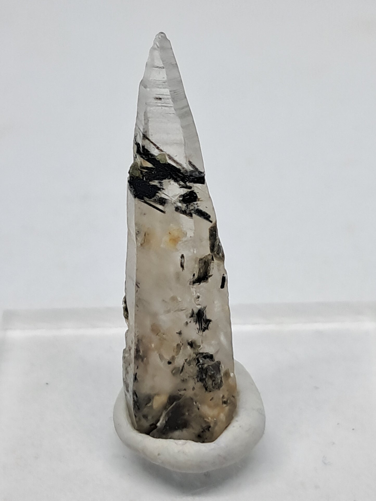 Tourmalinated Quartz w/ Mica and Feldspar Inclusions (Karur) Natural Crystal Point | Mineral Specimen #TQ18