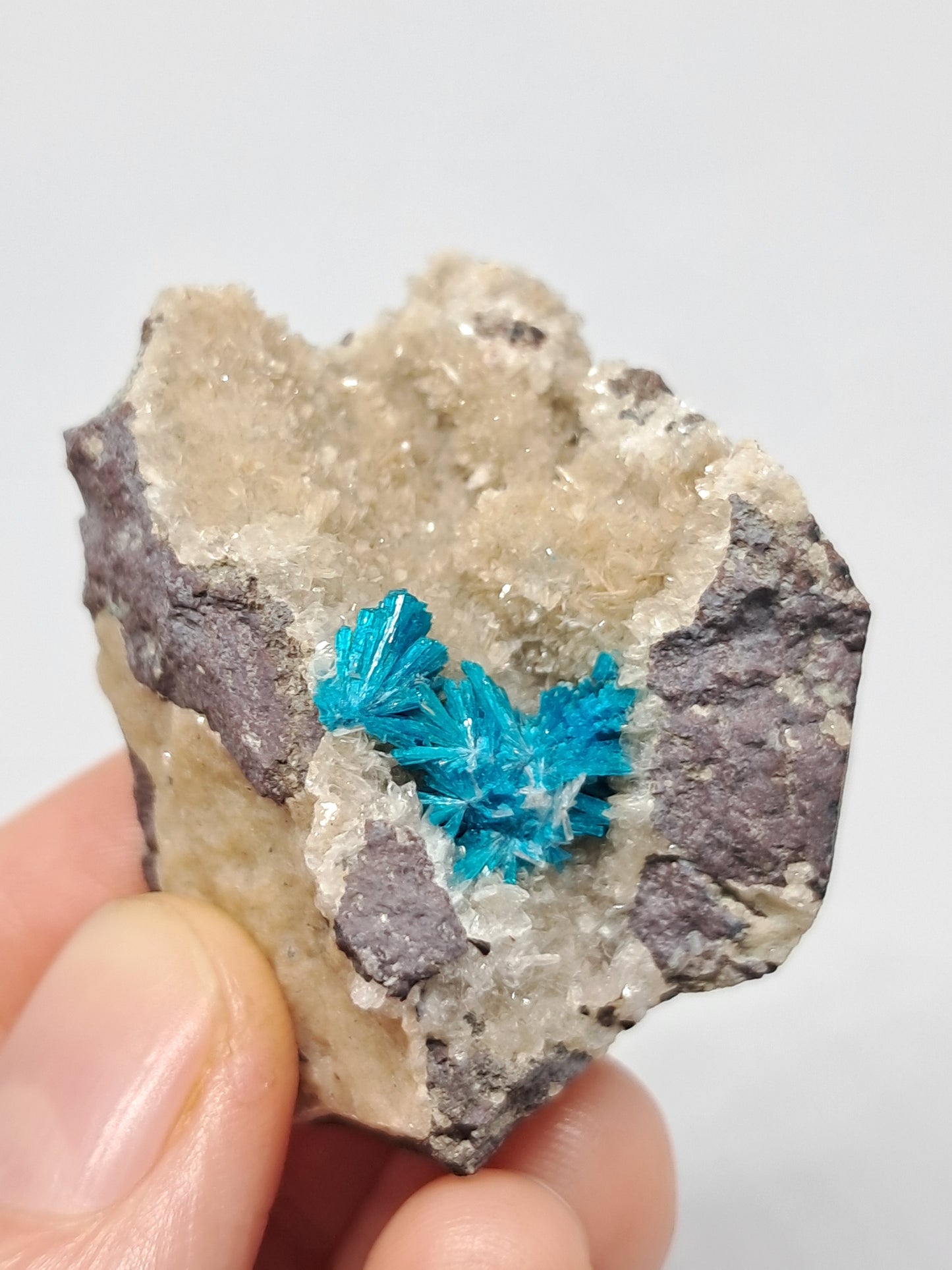 Cavansite on Heulandite Matrix (Wagholi) Rough Stone | Natural Crystal | Rare Mineral Specimen #CV18