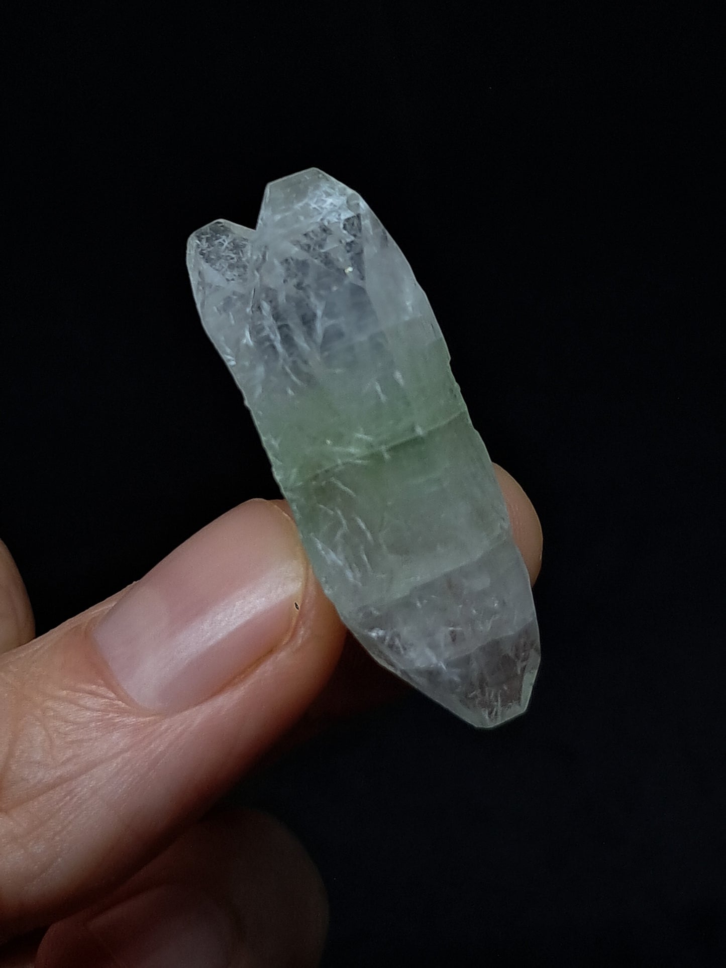 Green Apophyllite Biterminated Point w/ Okenite (Ajanta) Natural Crystal | Mineral Specimen #AP60