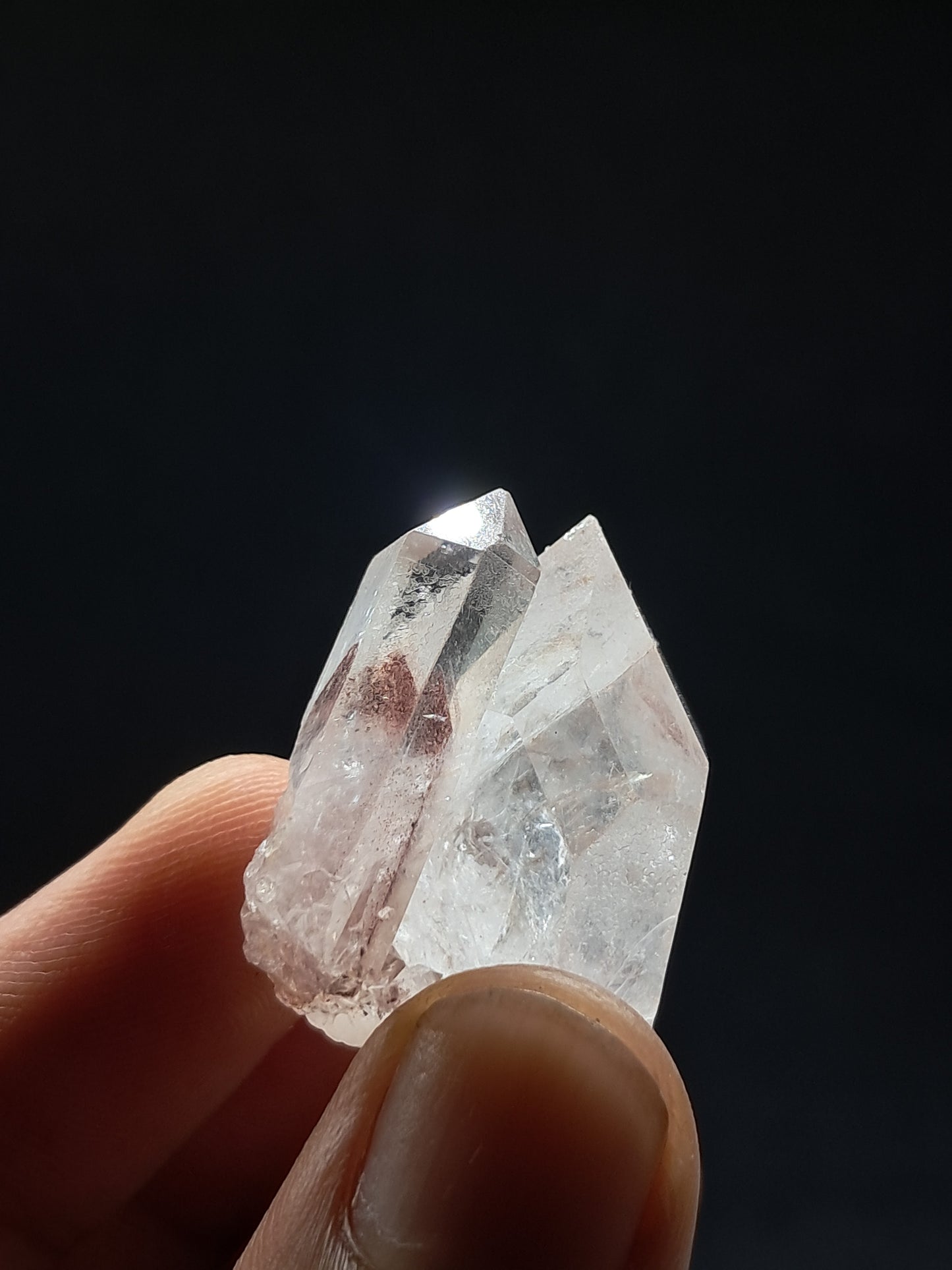 Cuarzo Fantasma Hematita (Telangana) Cristal Natural | Ejemplar Mineral | Puntas Fusionadas | Cara "Ventana" #HPQ36
