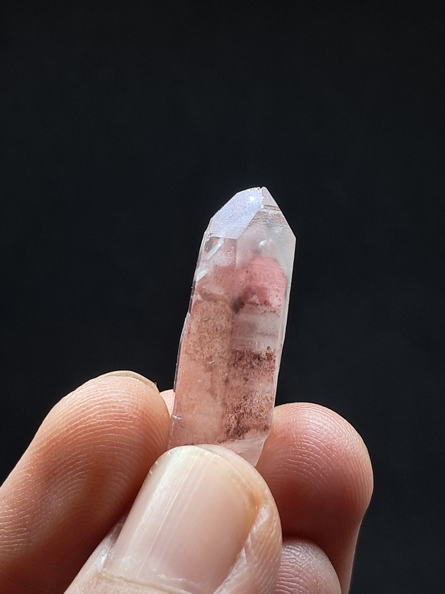 Cuarzo fantasma hematita (Telangana) | Cristal natural | Ejemplar mineral n.° HPQ50