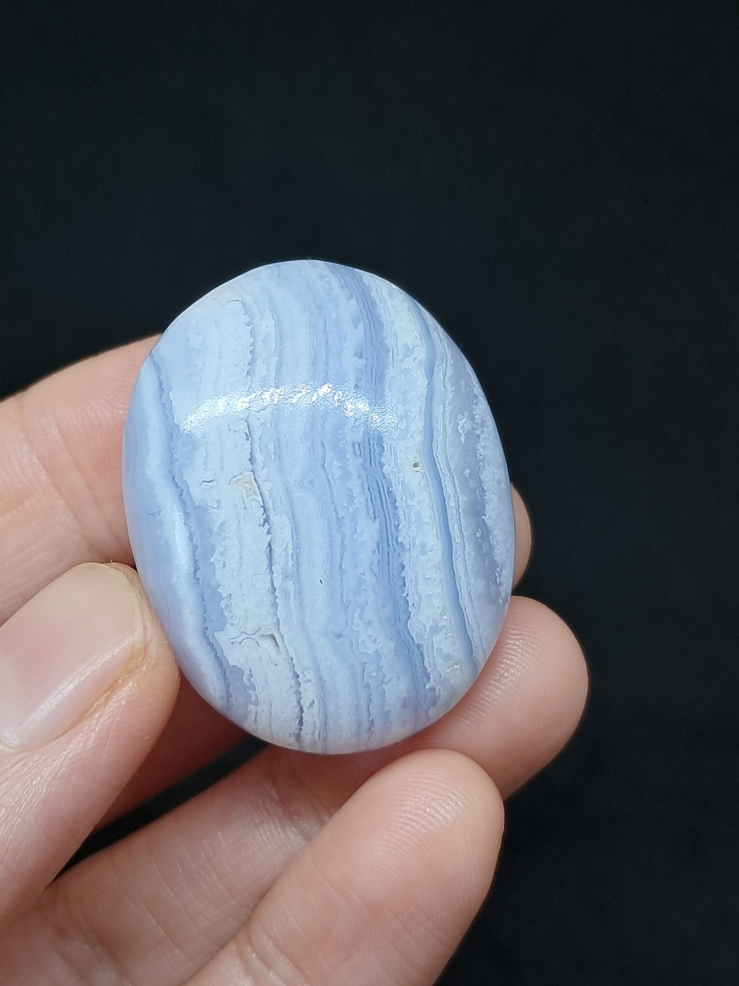 Blue Lace Agate Palmstone | Polished Natural Stone | Good Quality