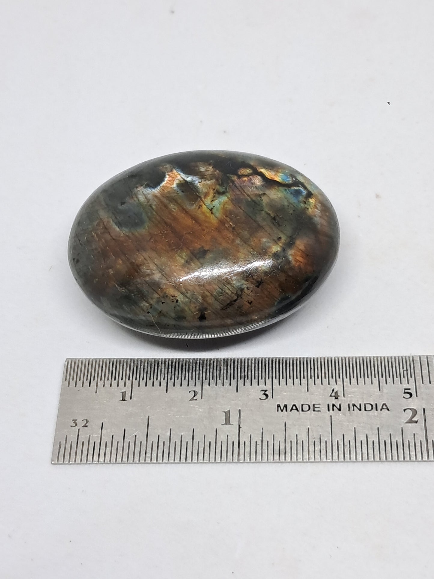 Labradorite Palmstone | Natural Polished Crystal Stone | Silver, Red, Orange Flash | Good Iridiscence #LB3