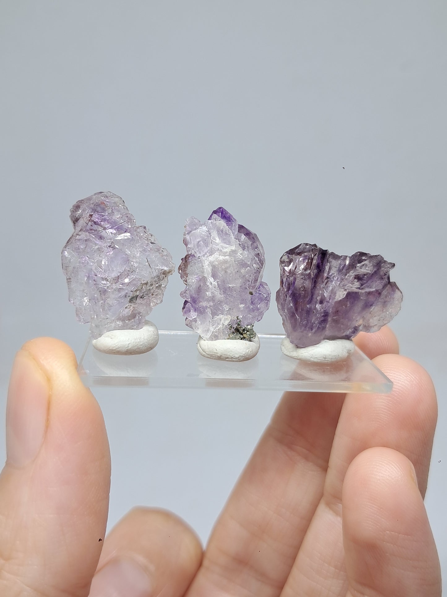 Set of 3 Amethyst from Karur | Natural Crystals | Mineral Specimen #KA170