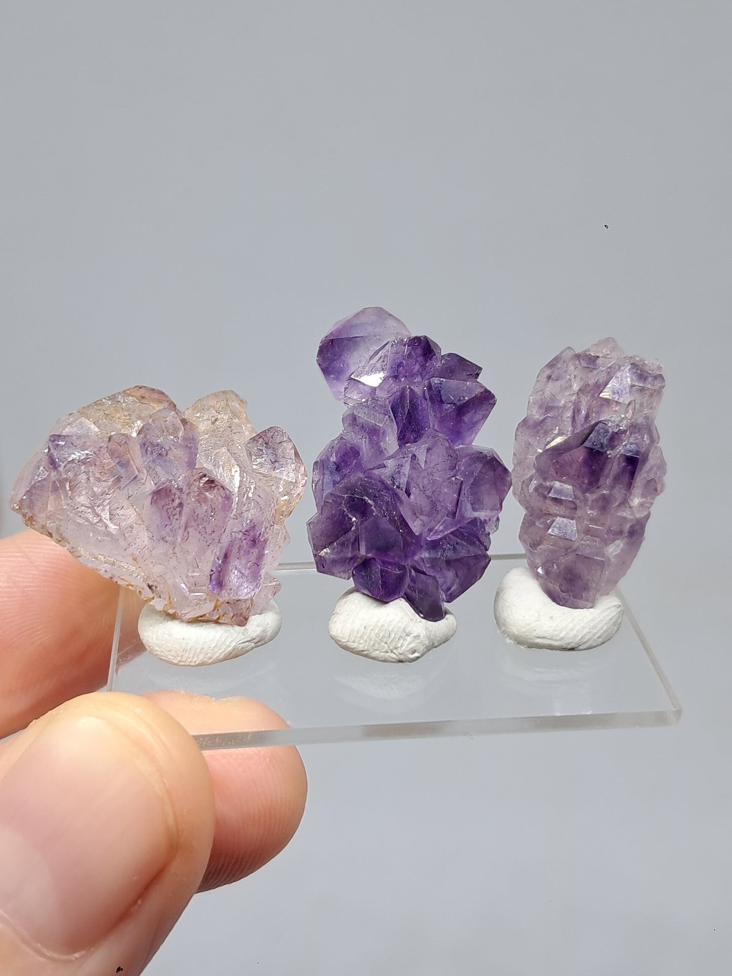 Set of 3 Elestial Amethyst from Karur w/ "Super Seven" Inclusions | Natural Crystals | Mineral Specimen #KA168