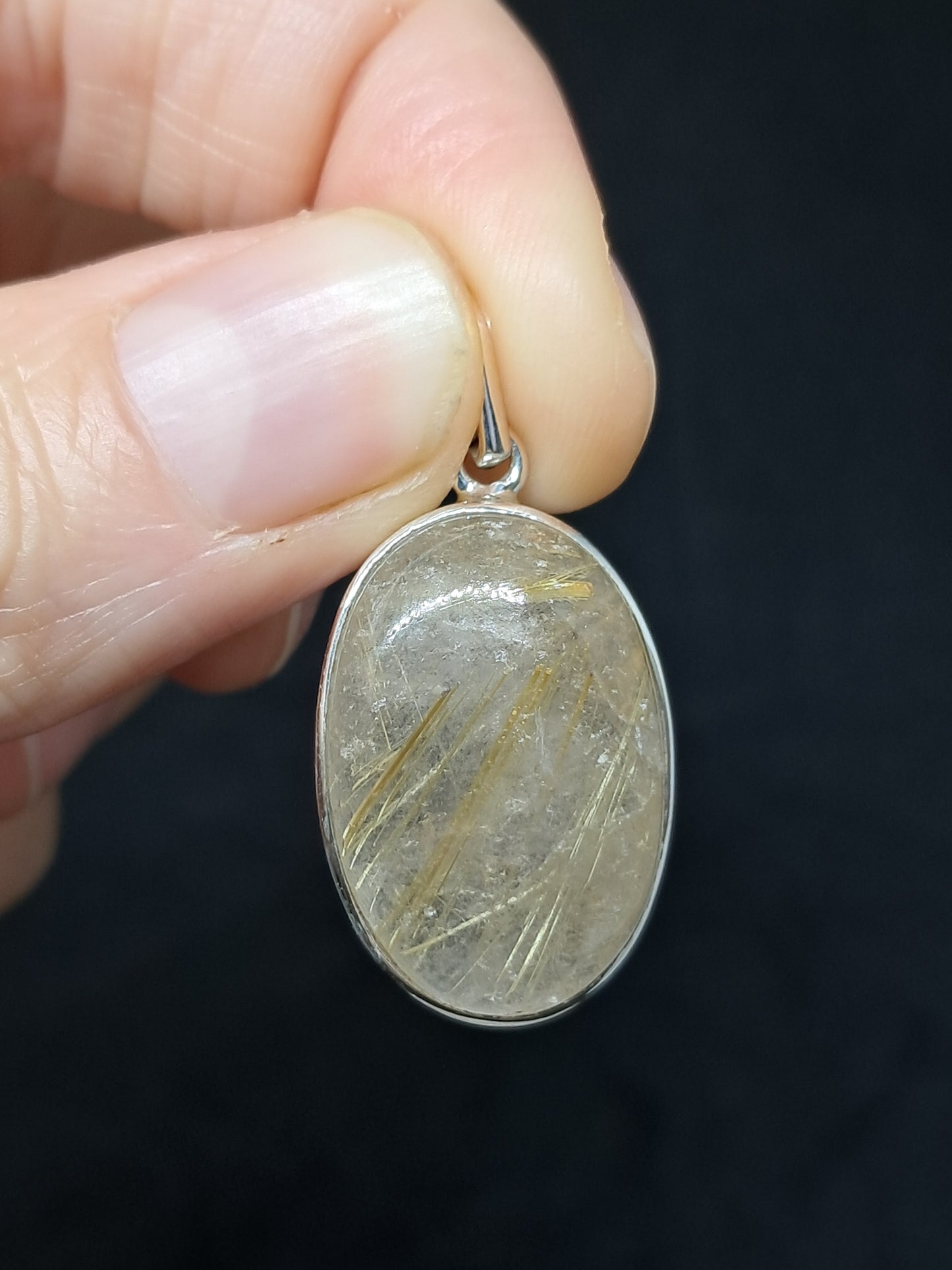 Golden Rutile Quartz Silver Pendant | Jewelry | Necklace
