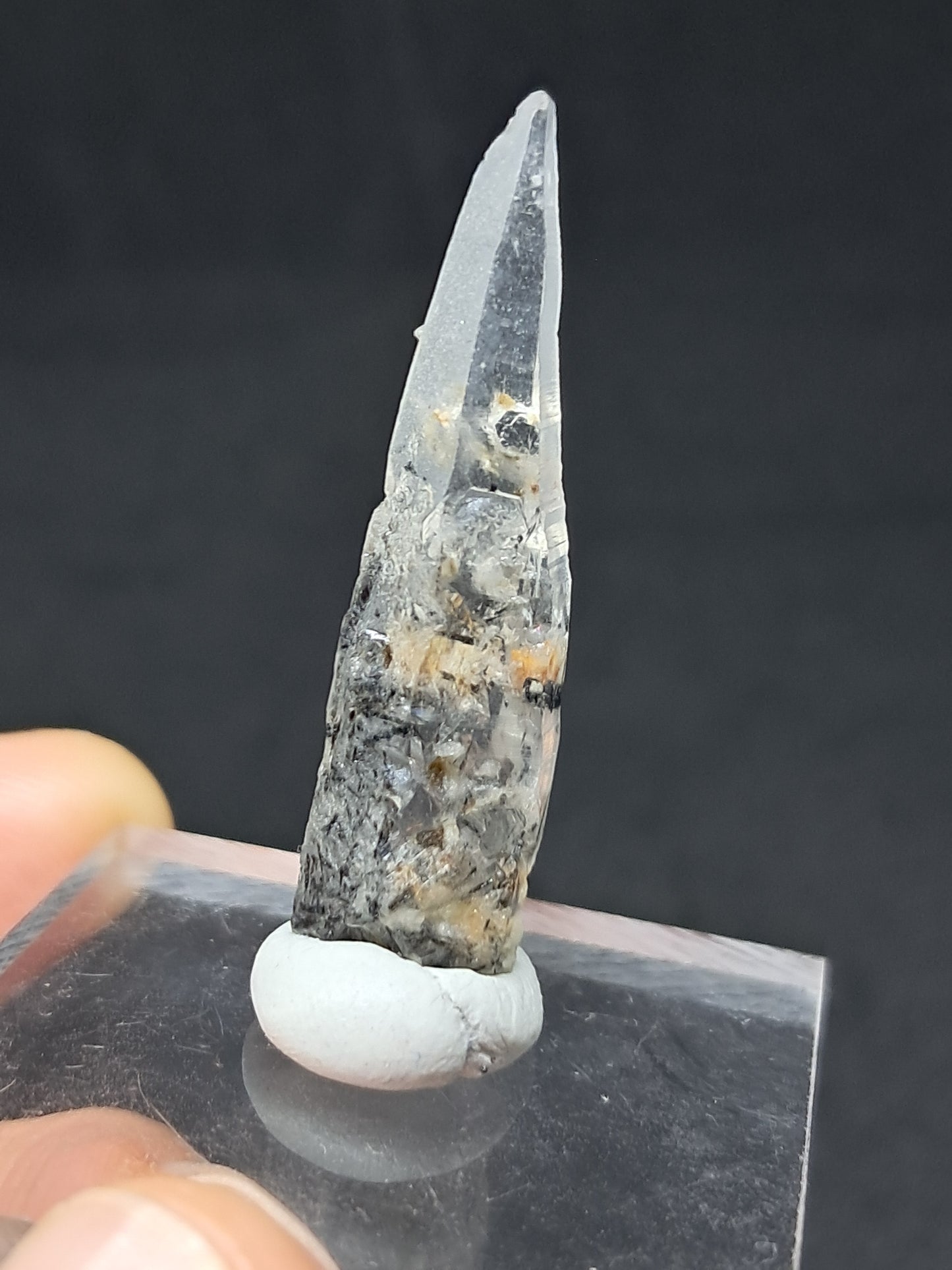 Tourmalinated Quartz natural crystal point (Non-precious natural stone) #TQ9