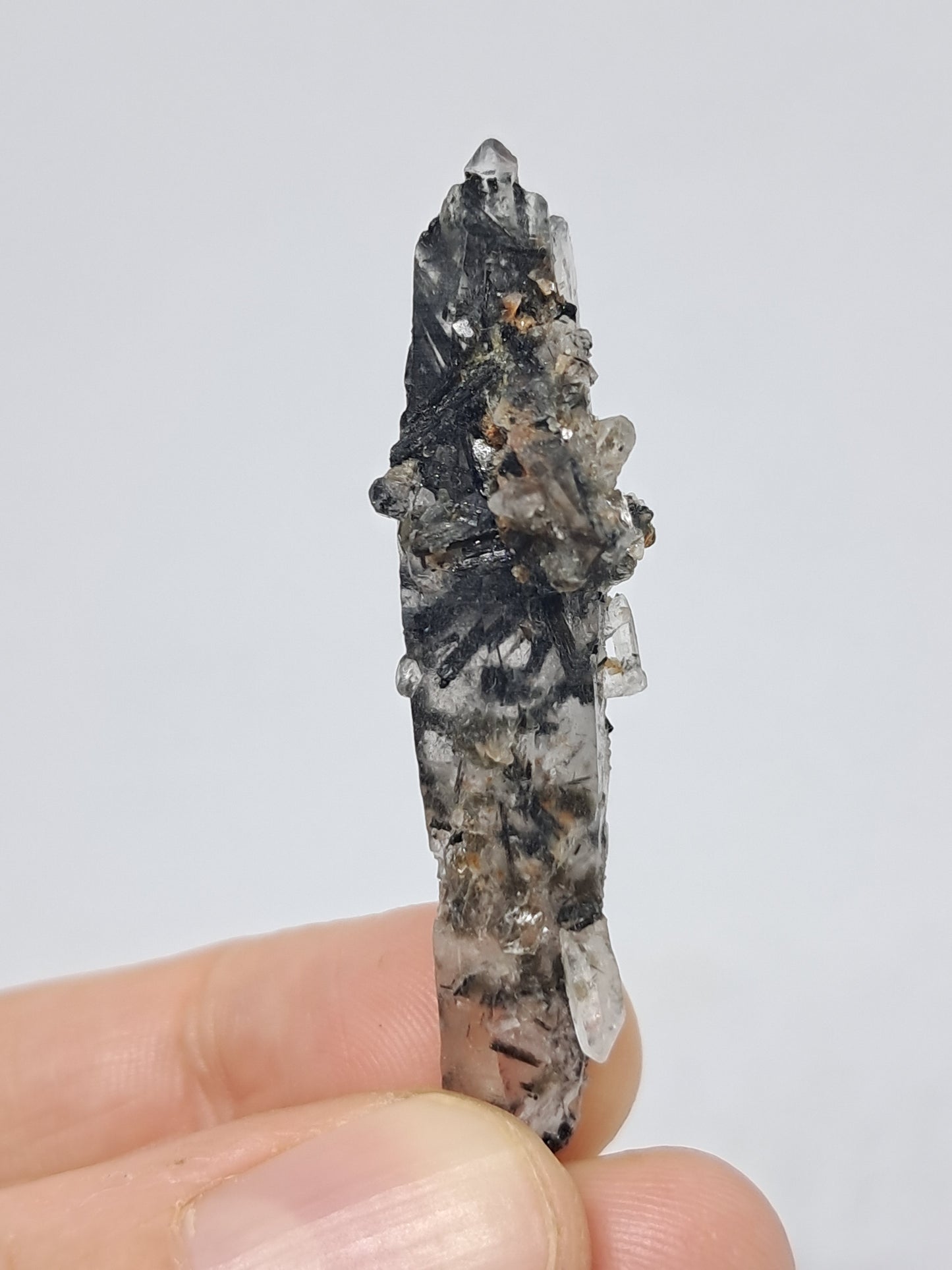 Tourmalinated Quartz natural crystal point (Non-precious natural stone) #TQ19
