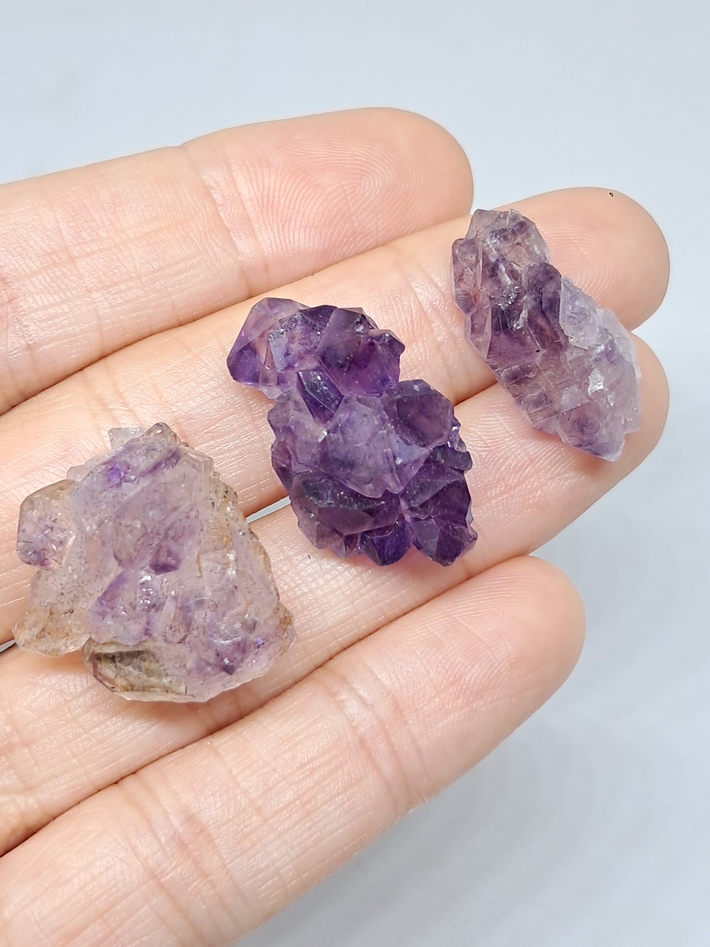 Set of 3 Elestial Amethyst from Karur w/ "Super Seven" Inclusions | Natural Crystals | Mineral Specimen #KA168