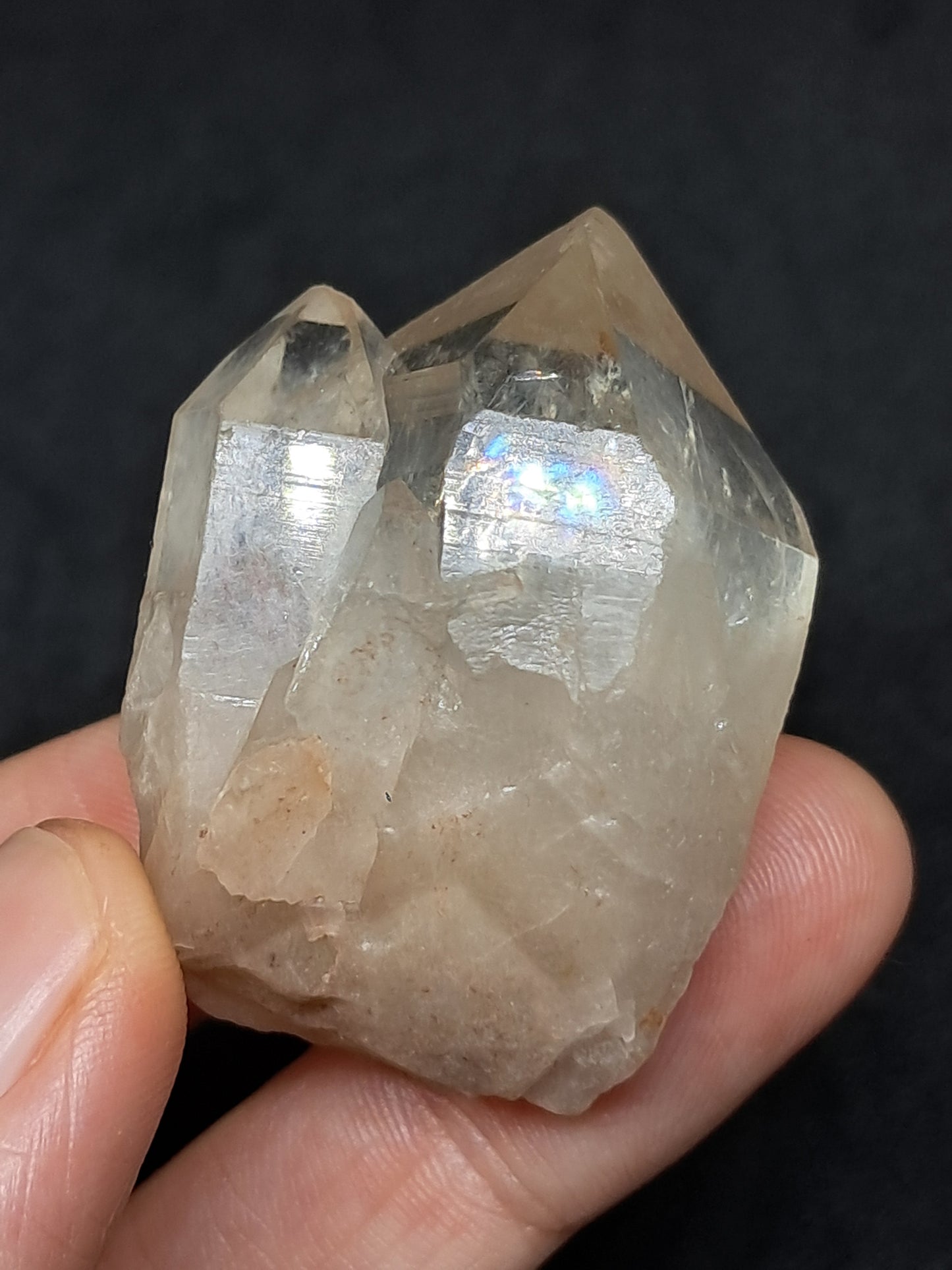 Natural Citrine "Kundalini" with Rainbows (Democratic Republic of Congo) Twinned Crystal Point | Mineral Specimen) #CTN17