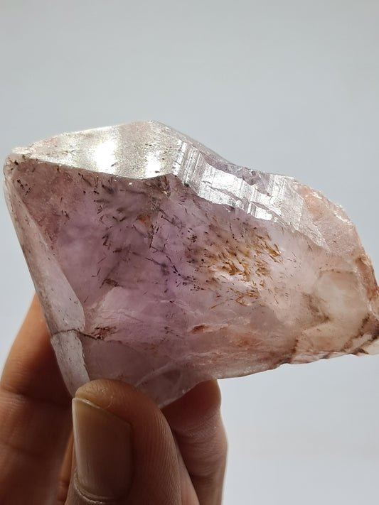 Dendritic Hematite Included Amethyst Point w/ Phantom (Karur) Raw Natural Crystal Stone | Mineral Specimen #EQ7