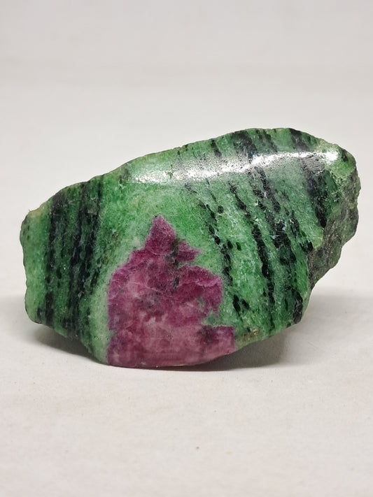Ruby Zoisite w/ Hornblende (Tanzania) Rough Stone | One Side Polished | Natural Crystal #RZ3