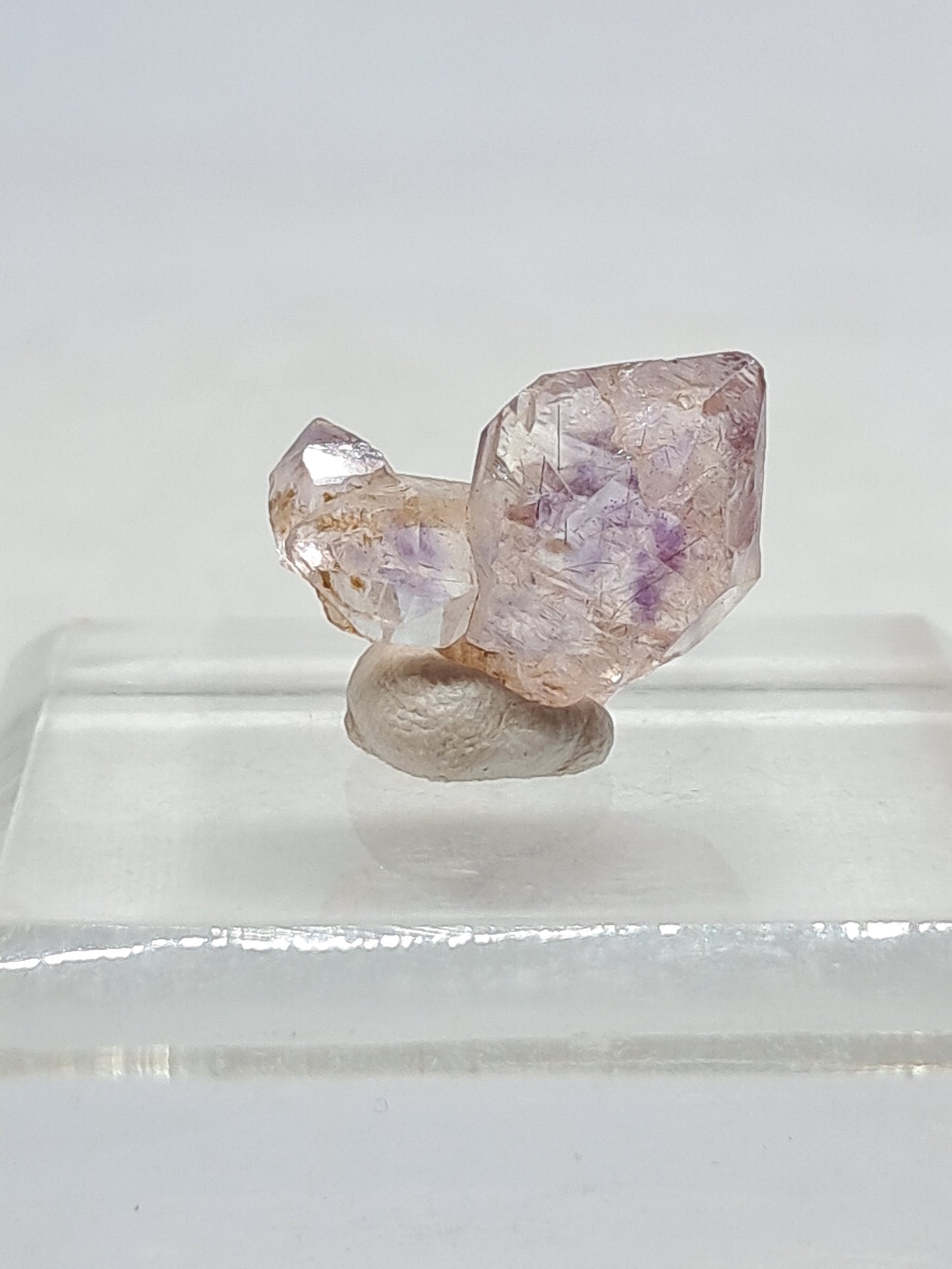 Cristal maclado de amatista cetro (Karur) | Cuarzo tipo Herkimer | Piedra natural | Ejemplar mineral n.° KA66