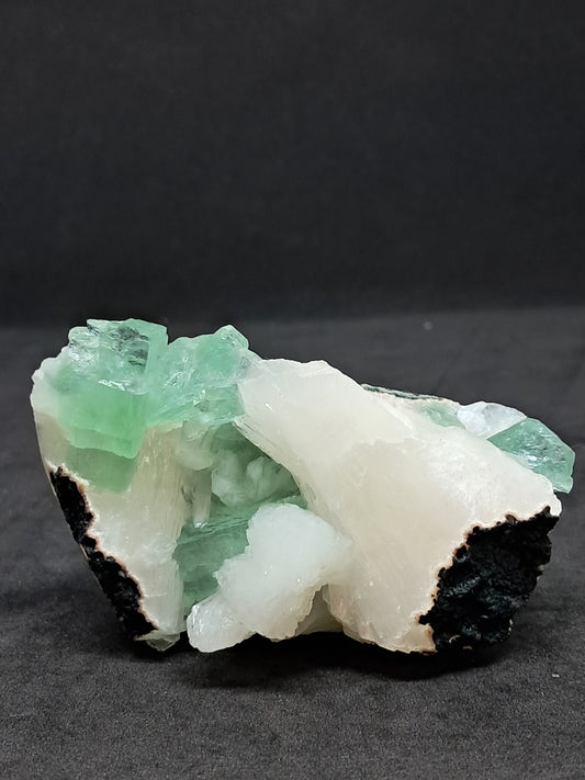 Green Apophyllite (Fluorapophyllite) with Stilbite #GA7