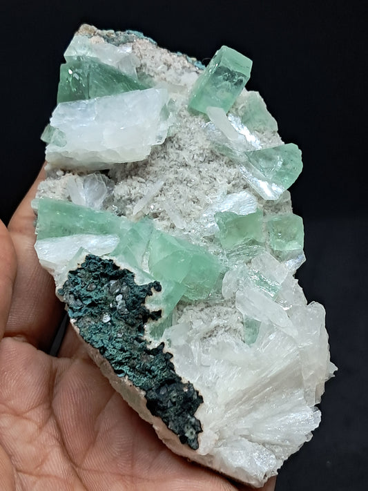 Green Apophyllite (Fluorapophyllite) with Stilbite #GA8