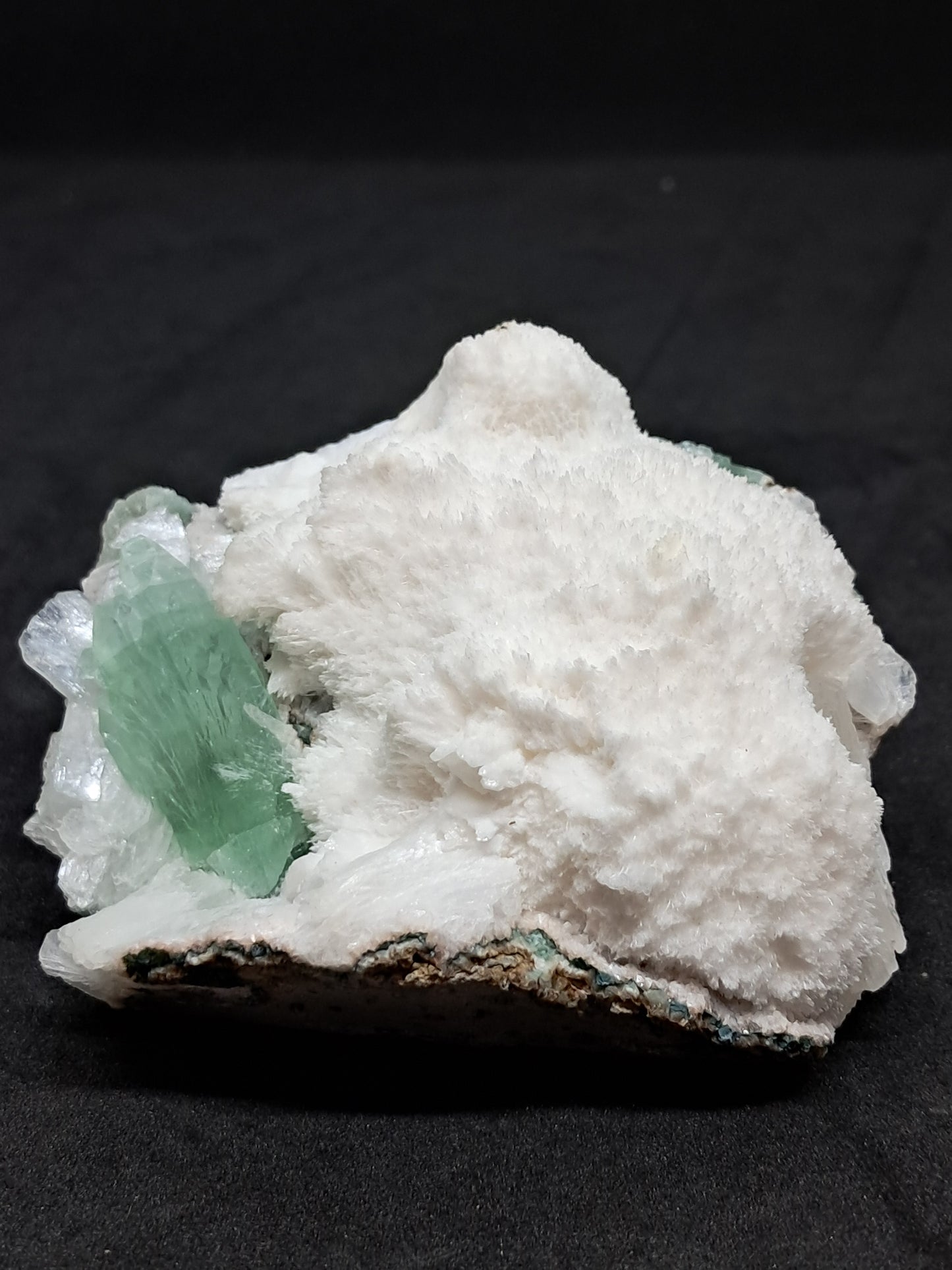 Green Apophyllite (Fluorapophyllite) with Stilbite on Mordenite #GA13