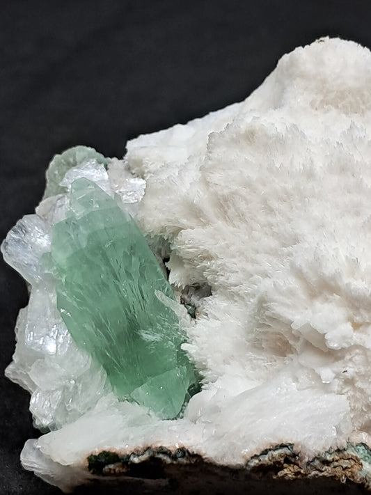 Green Apophyllite (Fluorapophyllite) with Stilbite on Mordenite #GA13