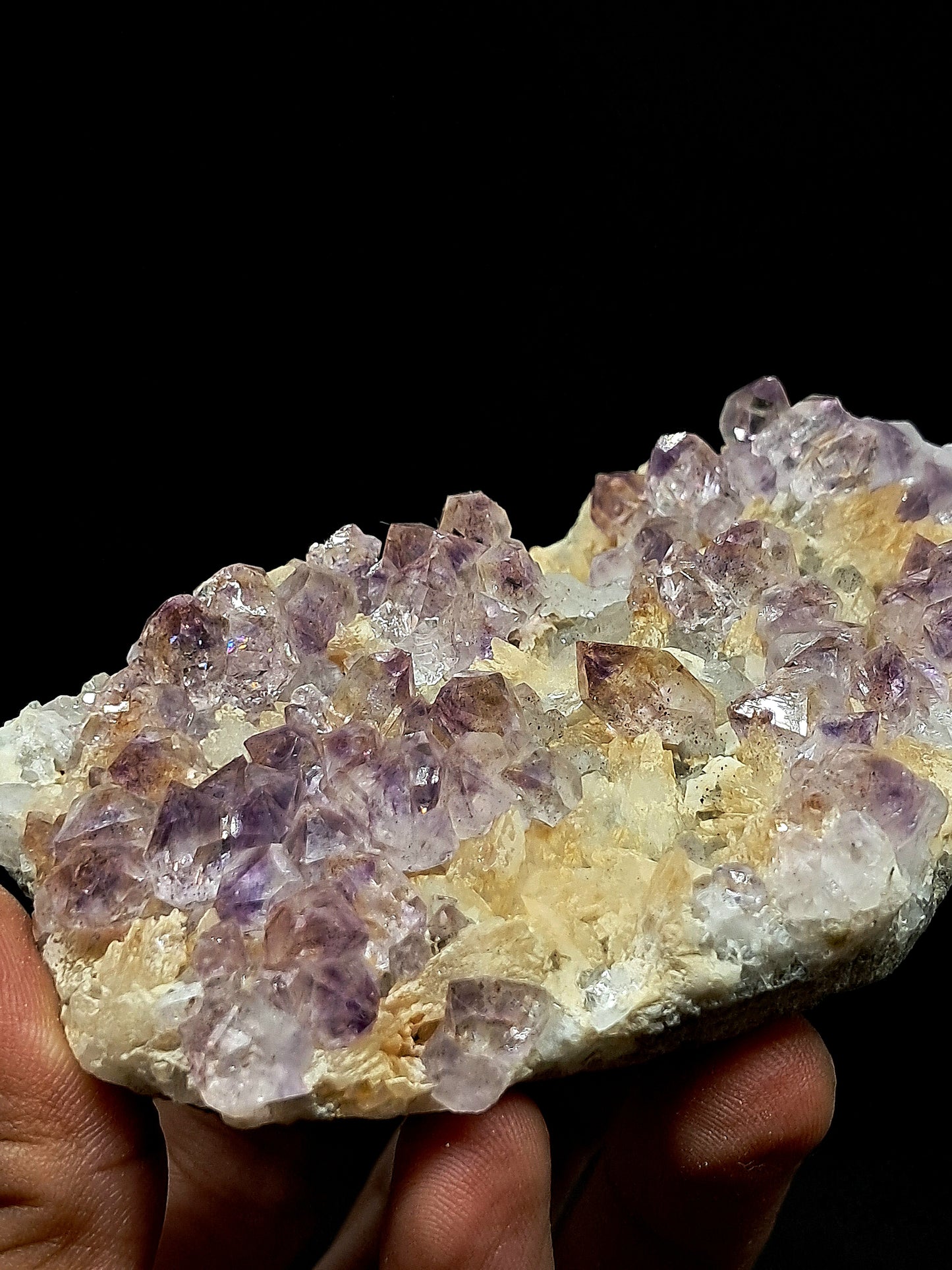 Biterminated Amethyst Scepters on Matrix (Karur) w/ UV Reactive Calcites | Crystal Cluster | Natural Stone | Mineral Specimen #KA102