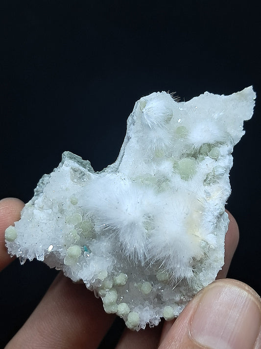 Okenita con girolita sobre matriz de cuarzo (Bombay) | Ejemplar mineral | Calidad de coleccionista | Cristal natural n.° OK29
