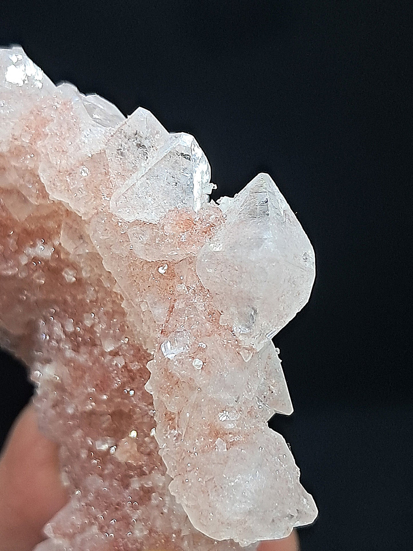 Octahedral Clear Apophyllite w/ Pink Drussy Apophyllite Floater Cluster (Ajanta) | Natural Crystal | Mineral Specimen #AP32