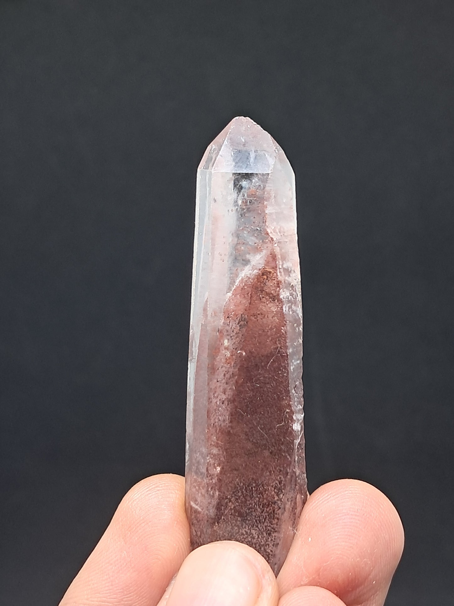 Cuarzo hematita con múltiples fantasmas (Telangana), punta de cristal natural | Ejemplar mineral n.° HPQ1