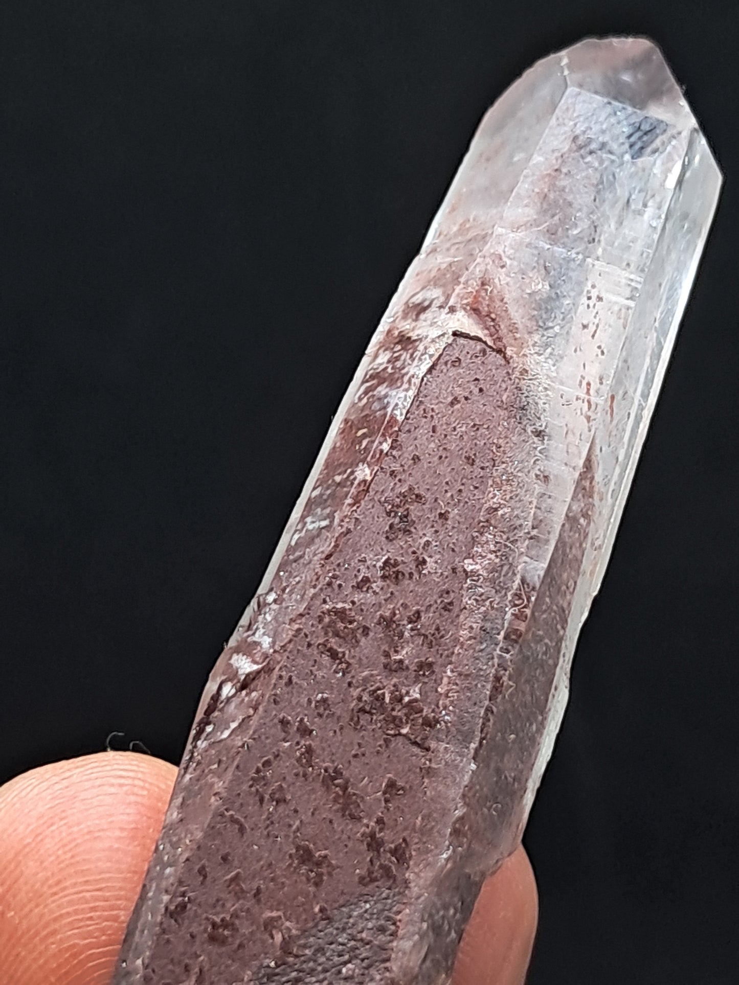 Cuarzo hematita con múltiples fantasmas (Telangana), punta de cristal natural | Ejemplar mineral n.° HPQ1