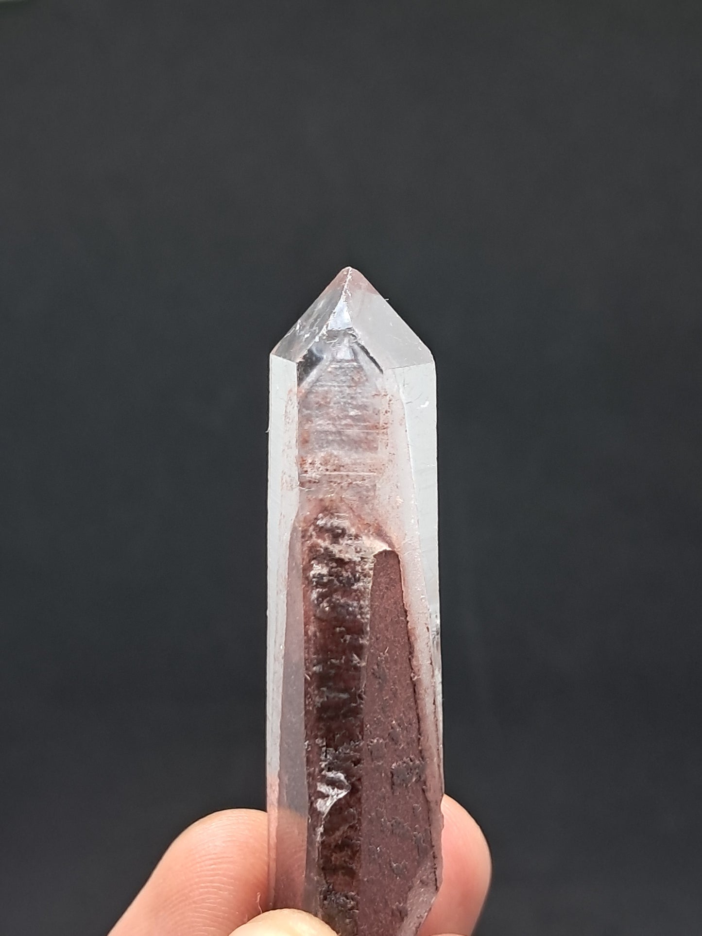 Cuarzo hematita con múltiples fantasmas (Telangana), punta de cristal natural | Ejemplar mineral n.° HPQ1