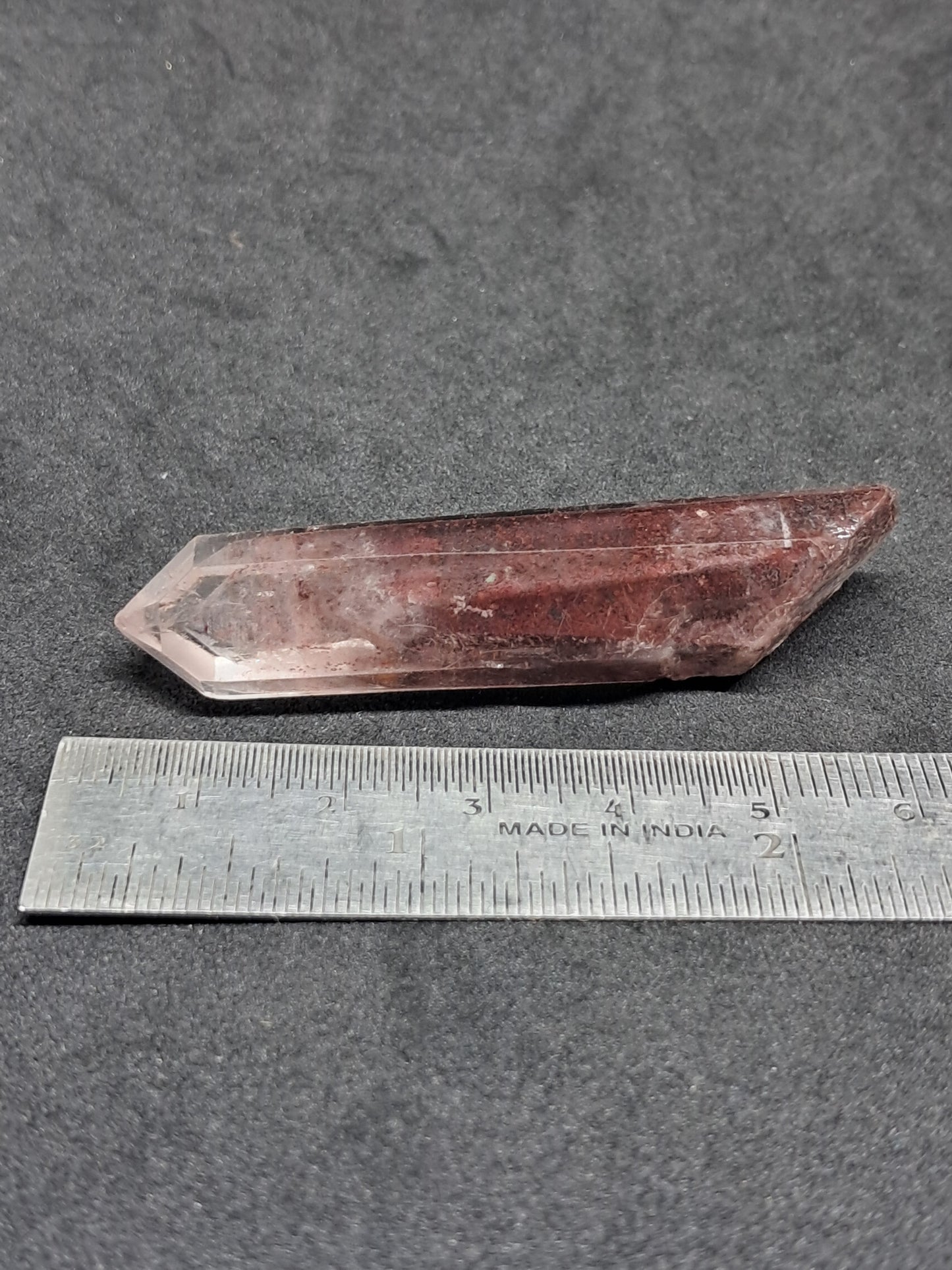 Cuarzo hematita con múltiples fantasmas (Telangana), punta de cristal natural | Ejemplar mineral n.° HPQ1
