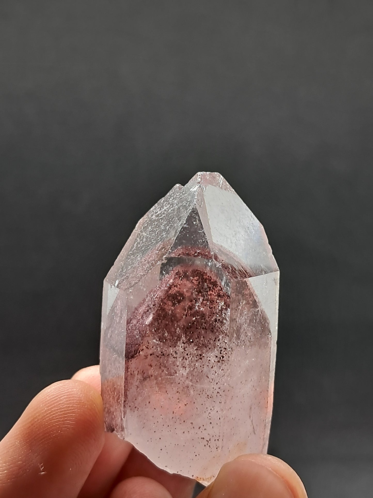 Cuarzo fantasma hematita *Grande* (Telangana) Punta de cristal natural | Ejemplar mineral n.° HPQ6