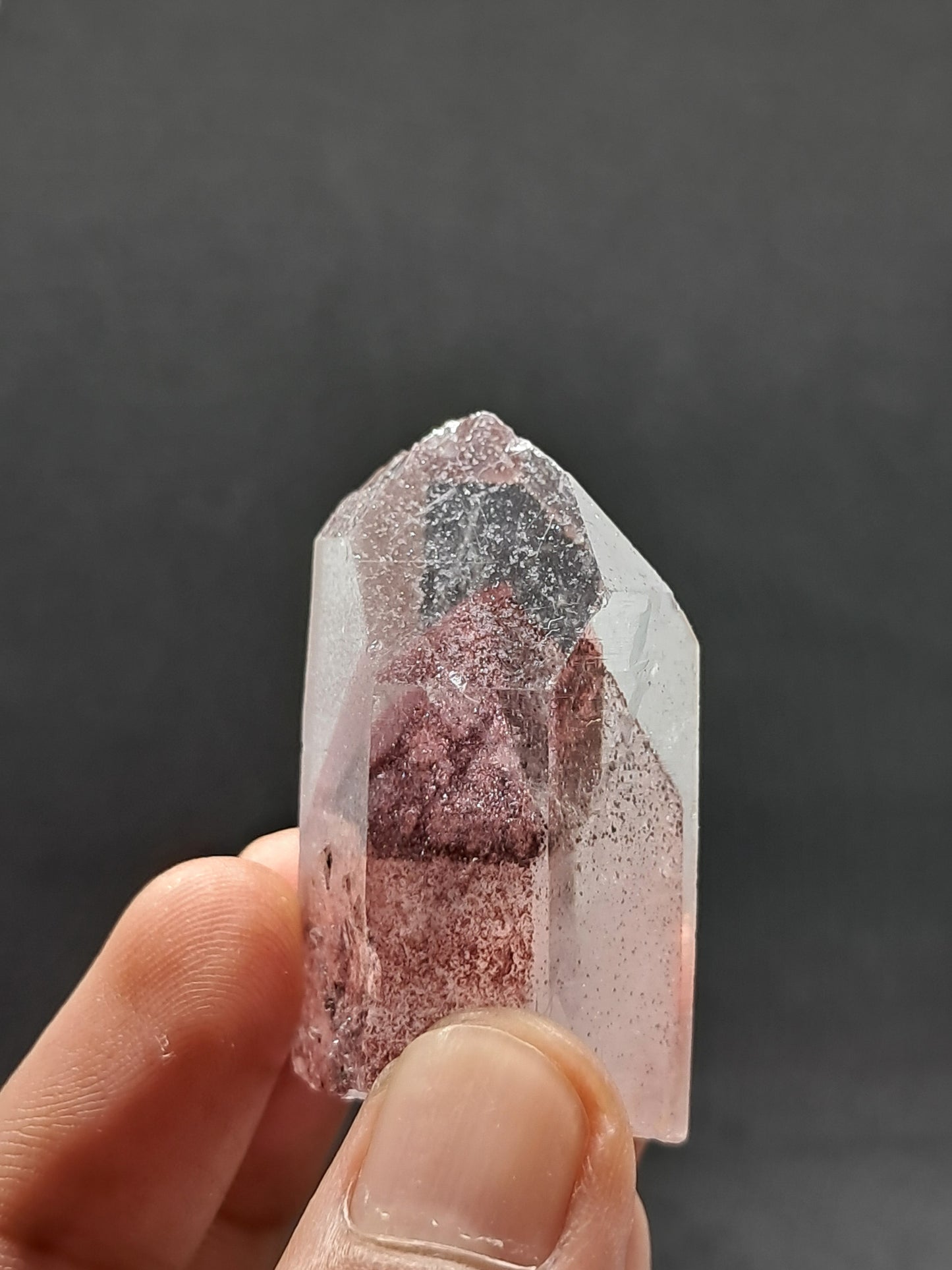 Cuarzo fantasma hematita *Grande* (Telangana) Punta de cristal natural | Ejemplar mineral n.° HPQ6