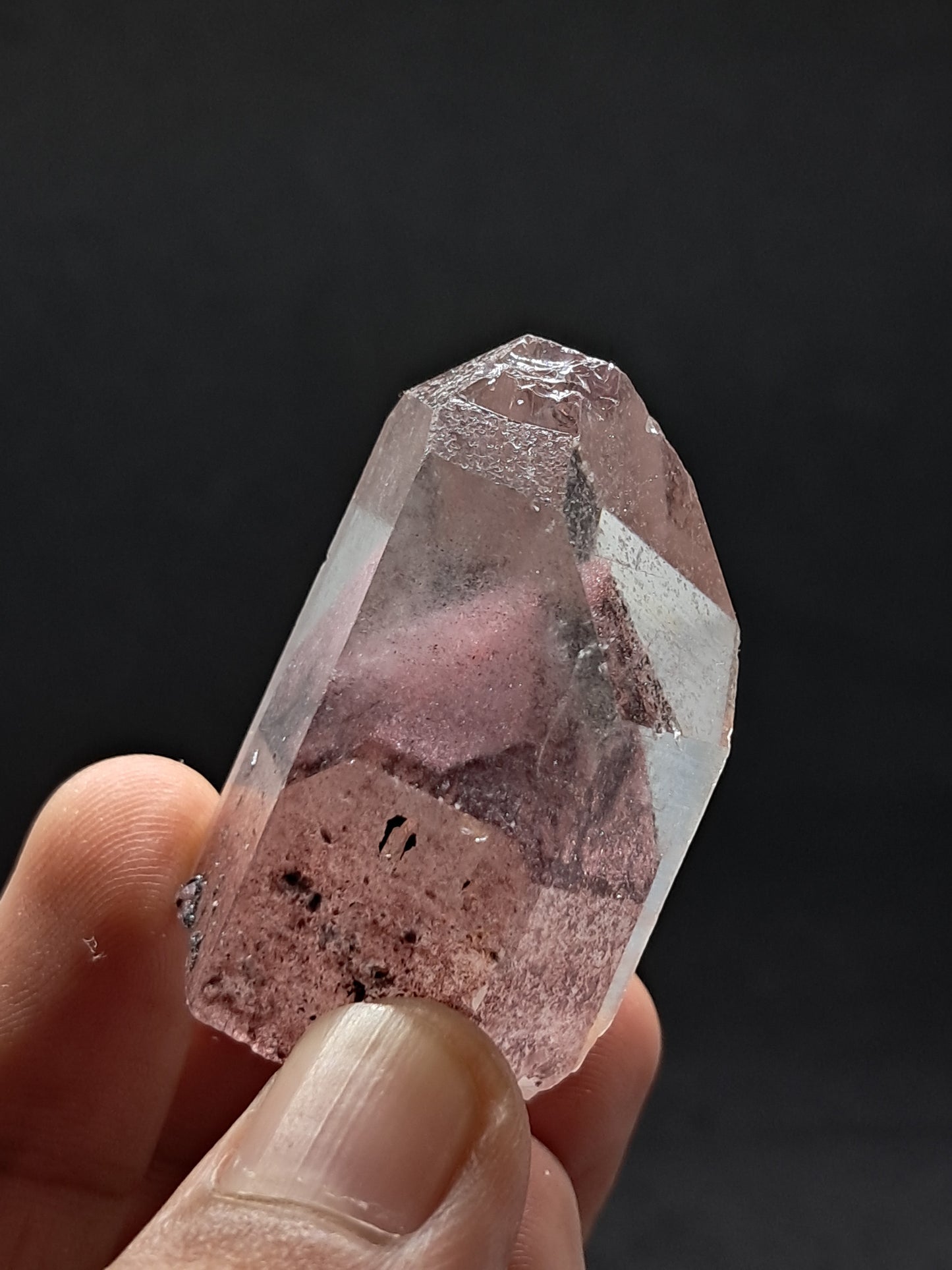 Cuarzo fantasma hematita *Grande* (Telangana) Punta de cristal natural | Ejemplar mineral n.° HPQ6