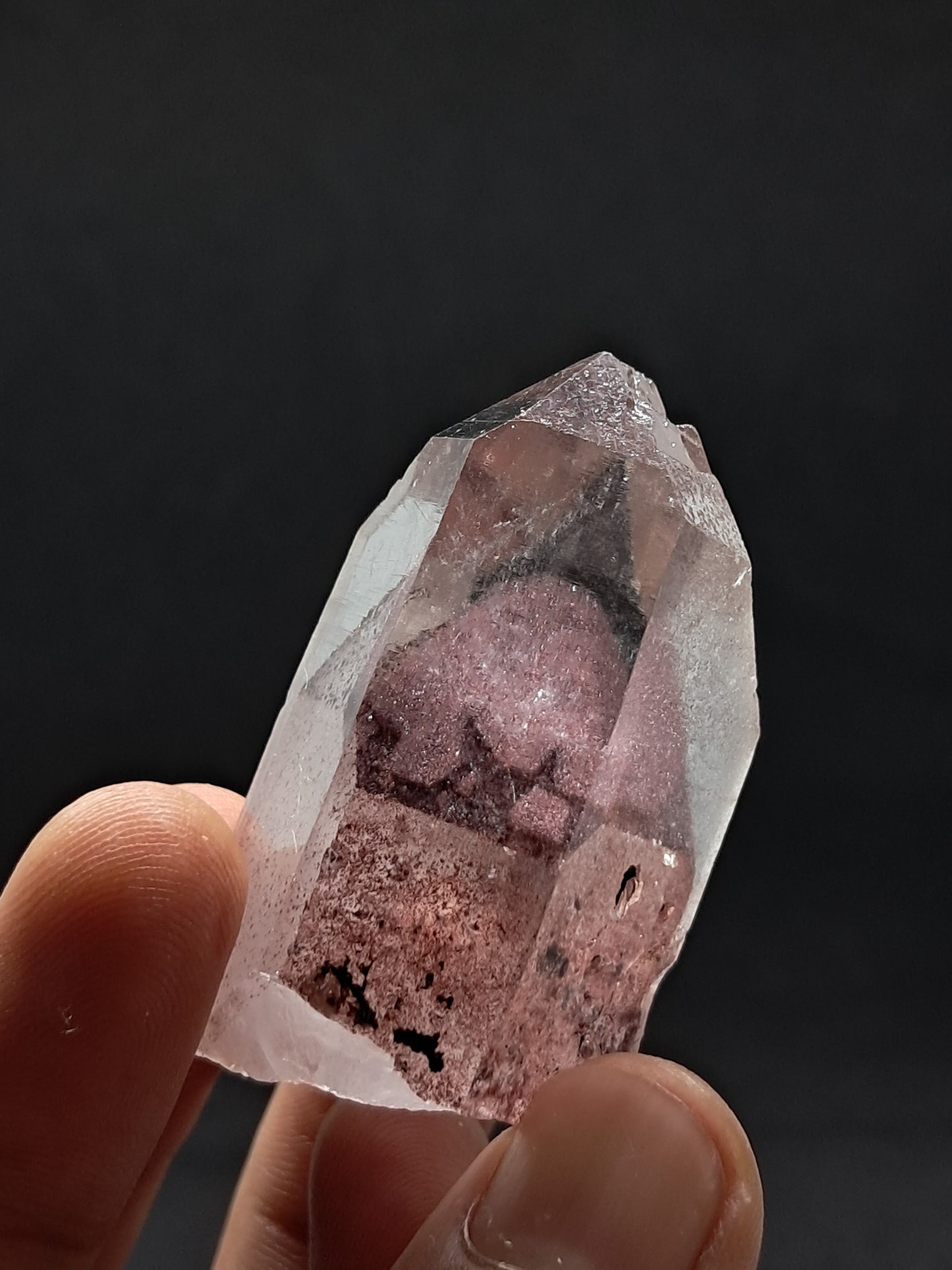 Cuarzo fantasma hematita *Grande* (Telangana) Punta de cristal natural | Ejemplar mineral n.° HPQ6