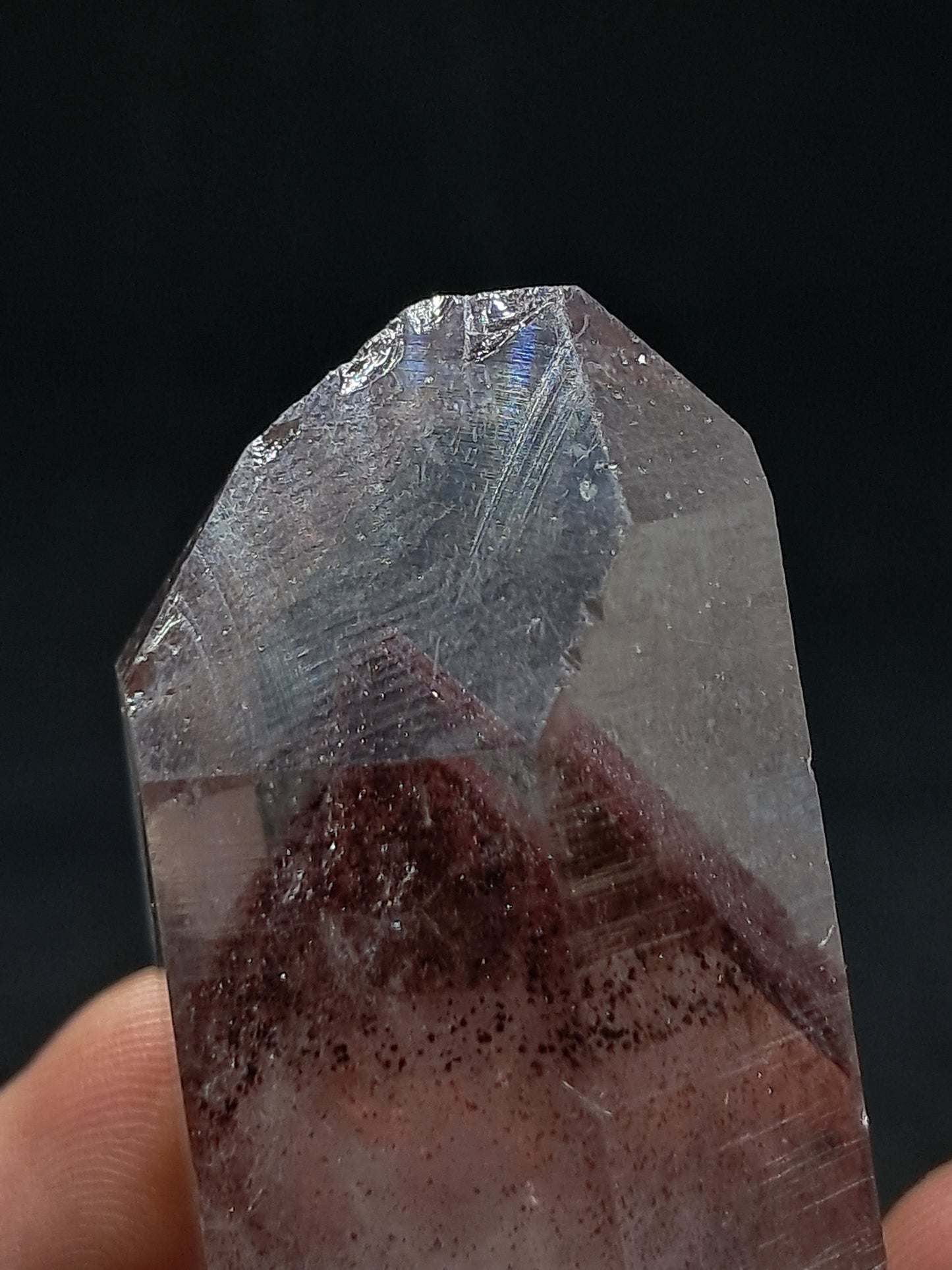 Cuarzo fantasma hematita *Grande* (Telangana) Punta de cristal natural | Ejemplar mineral n.° HPQ6
