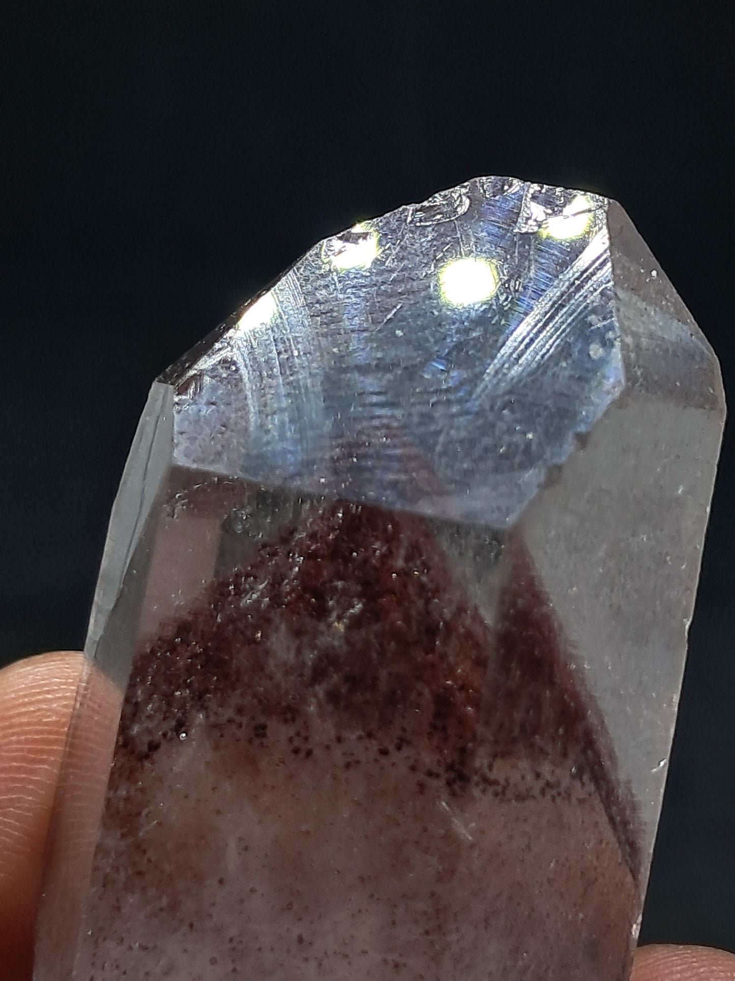 Cuarzo fantasma hematita *Grande* (Telangana) Punta de cristal natural | Ejemplar mineral n.° HPQ6