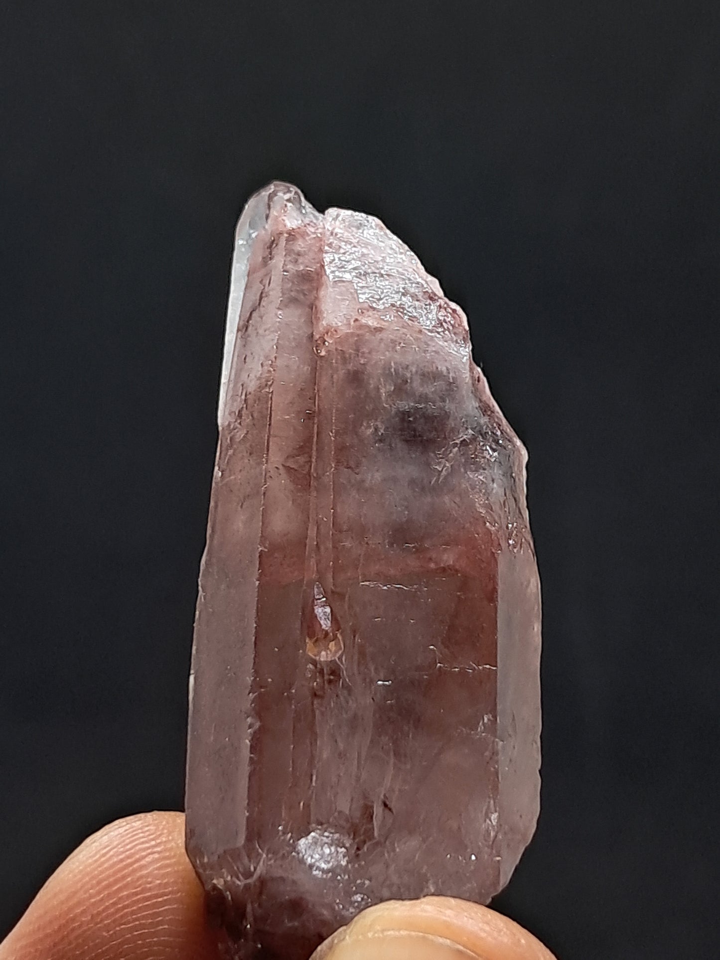 Cuarzo Elestial Fantasma de Hematita (Telangana) Punta de Cristal Natural | Ejemplar Mineral n.° HPQ23