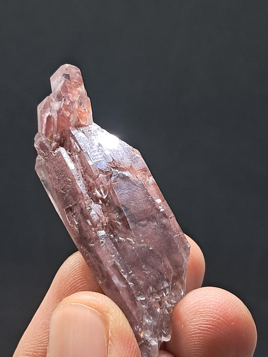 Cuarzo Elestial Fantasma de Hematita (Telangana) Punta de Cristal Natural | Ejemplar Mineral n.° HPQ23