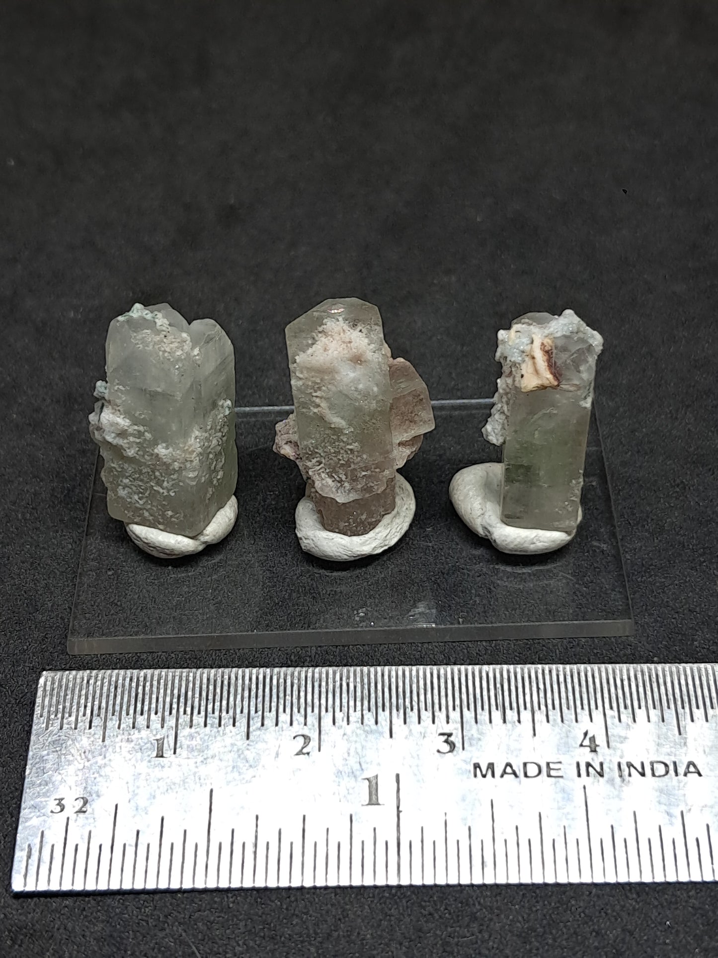 Set of 3 Small Green Apophyllites (Fluorapophyllites) (Ajanta) Rough Natural Crystals | Mineral Specimens #GA51