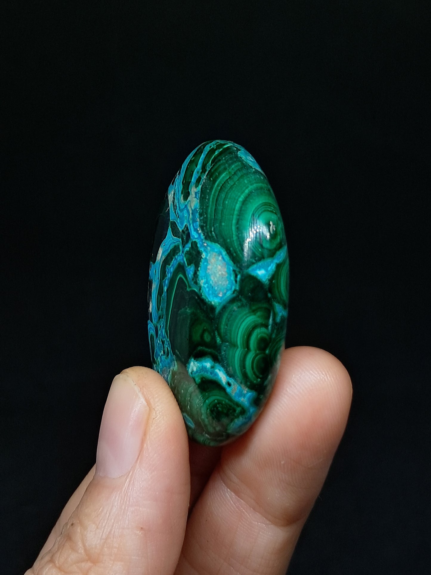 Chrysocolla w/ Malachite Palmstone | Good Quality Natural Stone