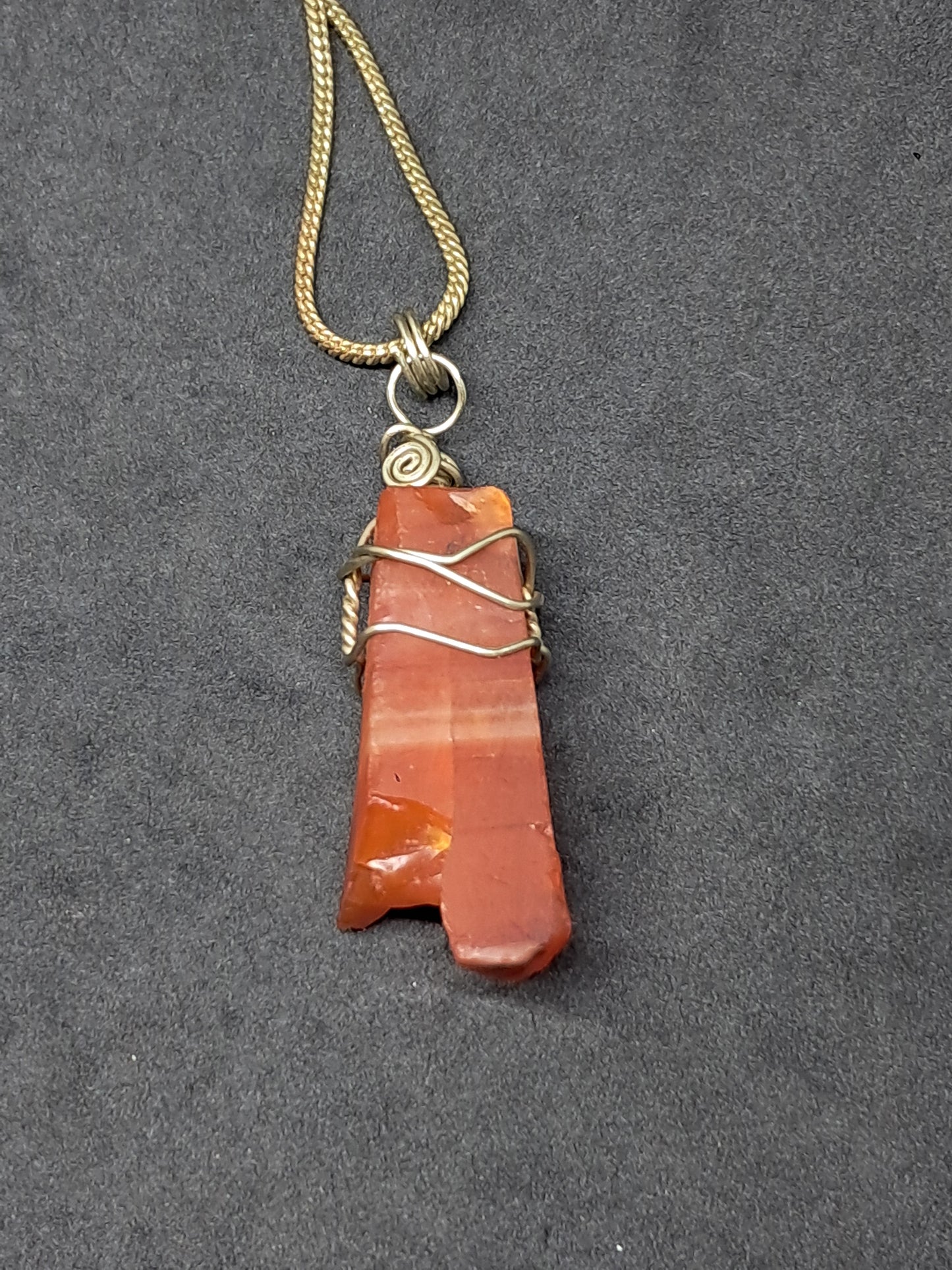 Rough Carnelian Pendant | Handcrafted Jewelry | Necklace | Unisex #JL37